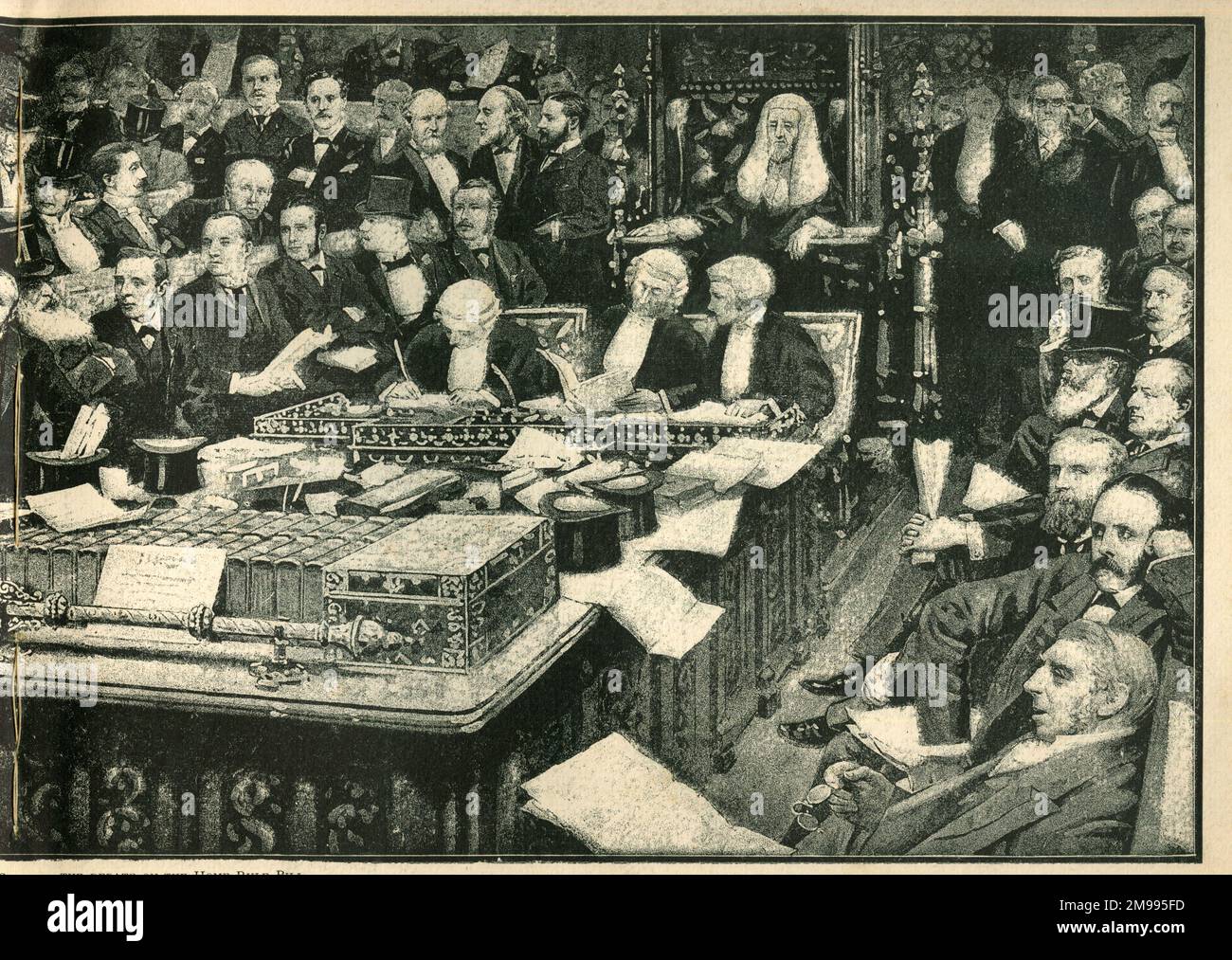 MPs in the House of Commons during the debate on the Irish Home Rule Bill. Stock Photo