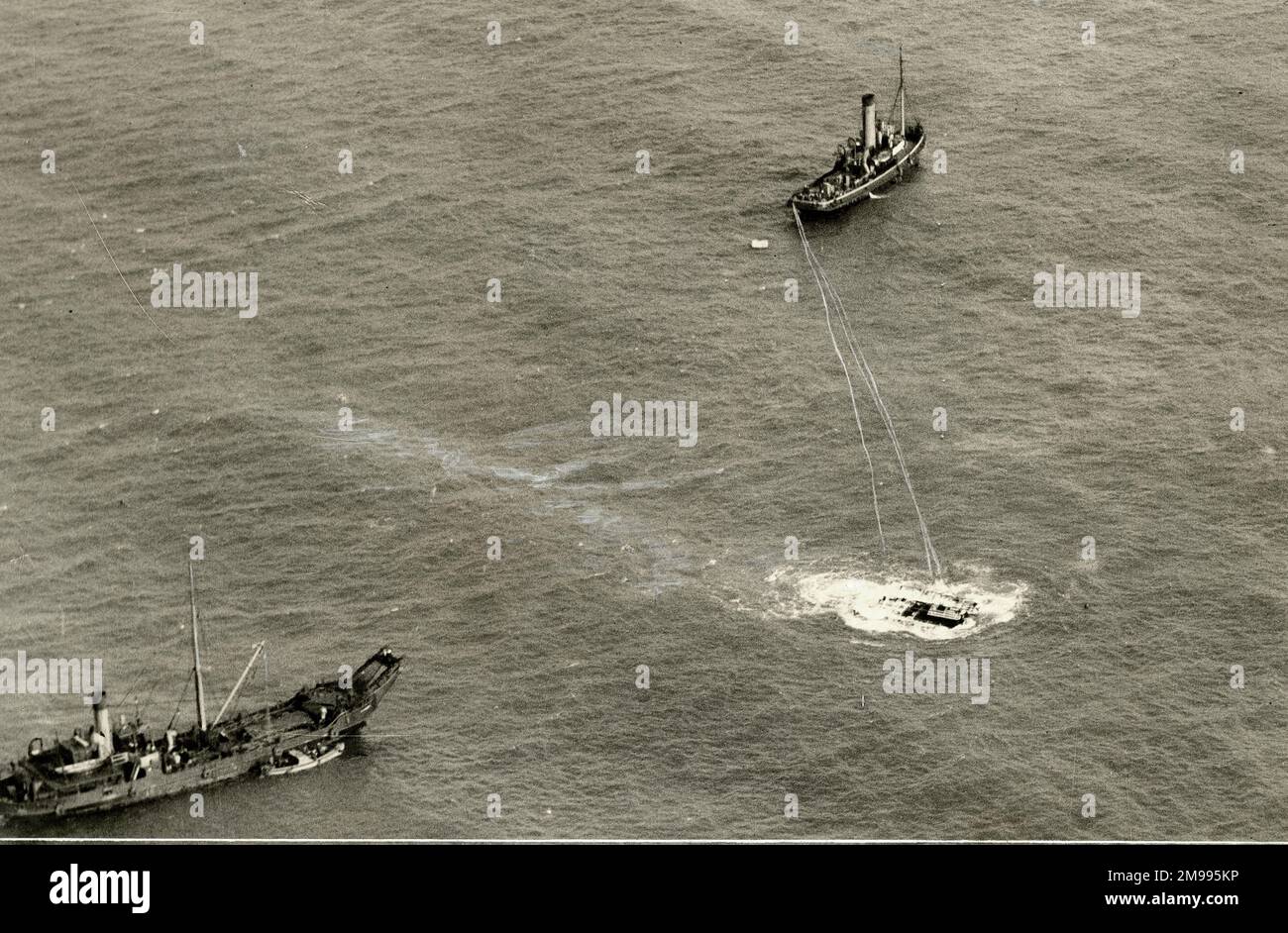 Salvage operations on the sunken submarine M2, September 1932. Stock Photo