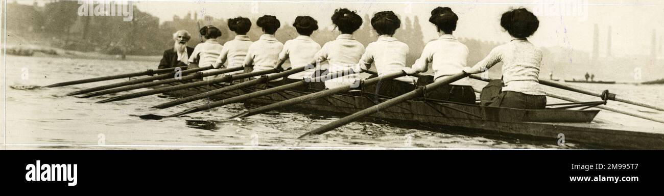 Women's Amateur Rowing Association - Furnivall rowing eight on the River Thames. Stock Photo