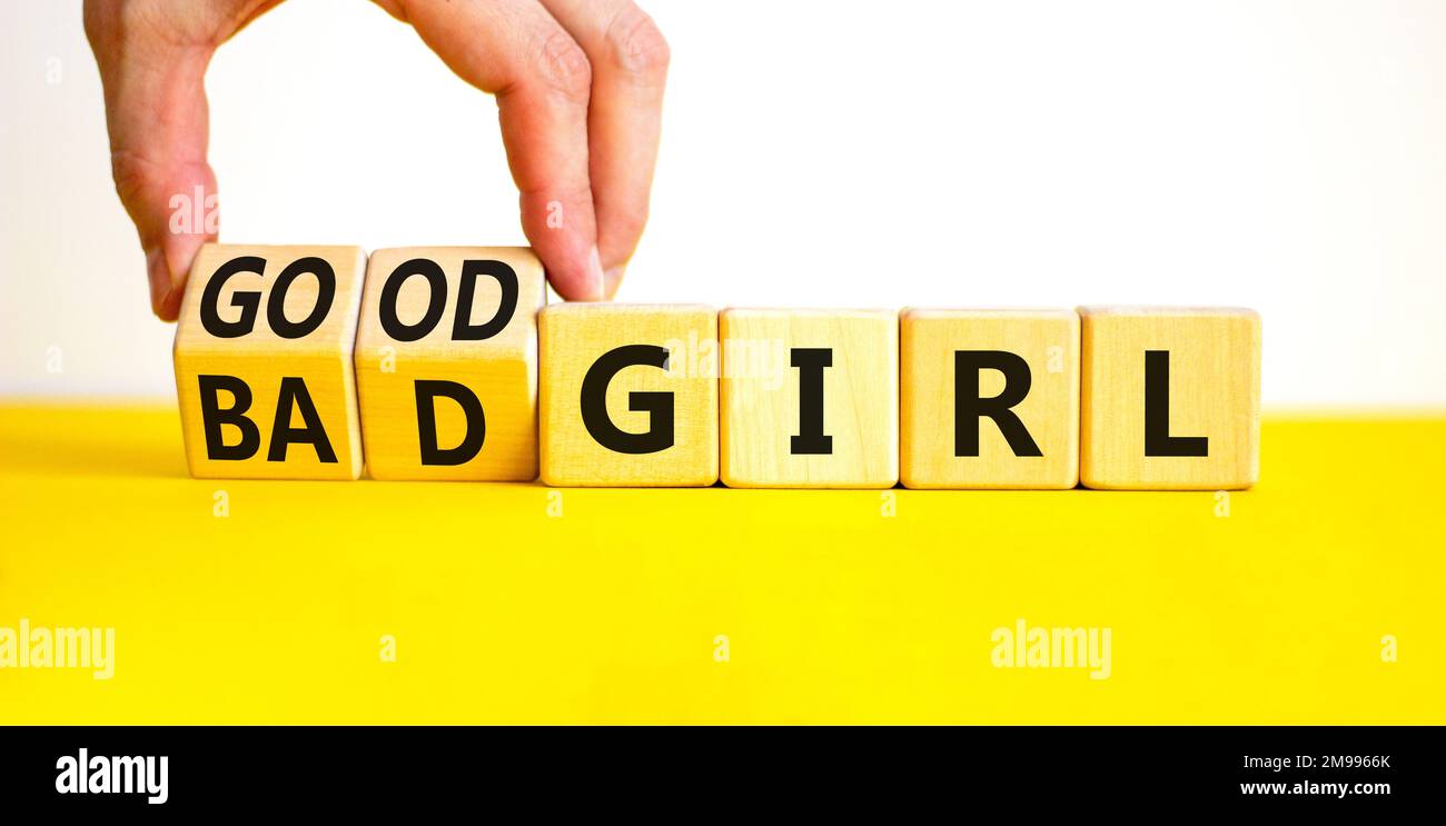 Good or bad girl symbol. Concept word Good girl Bad girl on wooden ...