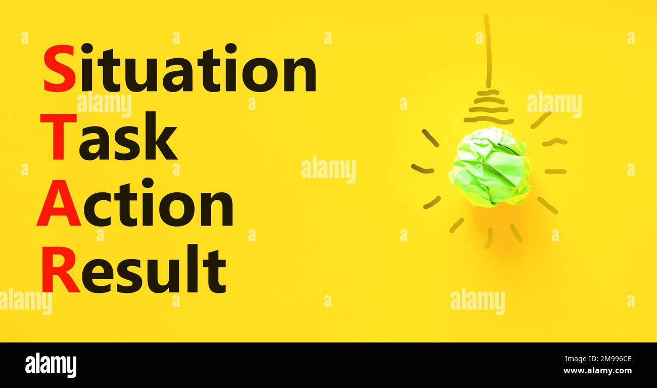 STAR situation task action result symbol. Concept words STAR situation ...