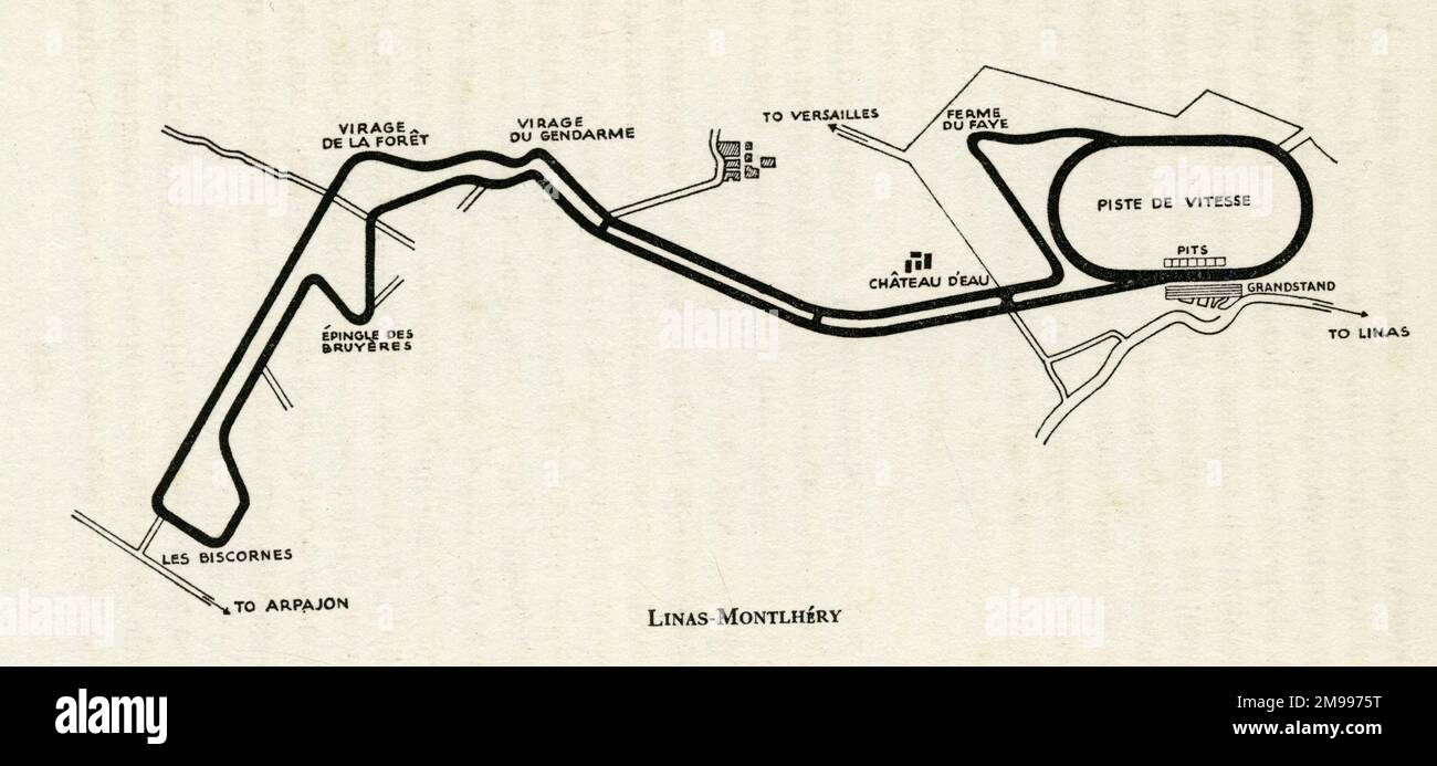 Motor racing track course at Linas-Montlhery, France. Stock Photo