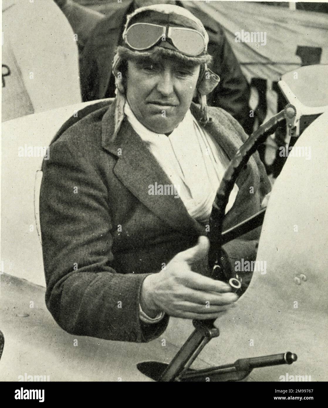 Parry Thomas, motor racing driver, at the wheel of Babs, half an hour before his fatal accident attempting another world speed record at Pendine, Carmarthenshire on 3 March 1928. Stock Photo