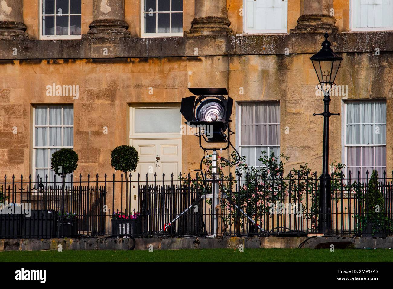 Behind the scenes on Bridgerton filming in Bath, England Stock Photo