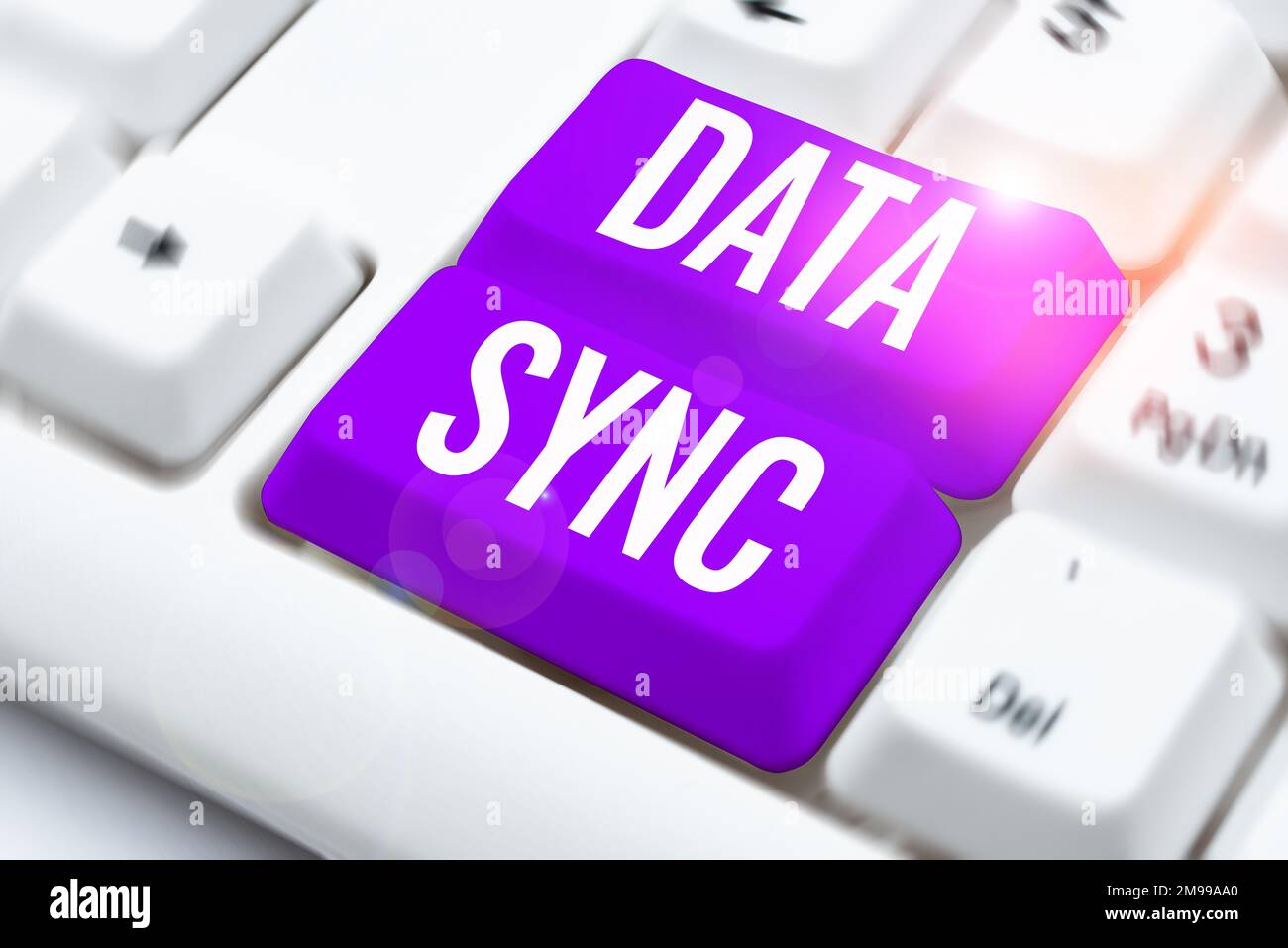 Conceptual caption Data Sync, Internet Concept data that is continuously generated by different sources Stock Photo