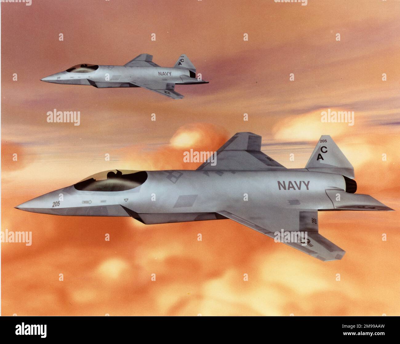 An artist?s impression of the US Navy variant of the McDonnell Douglas, Northrop Grumman and British Aerospace entry in the Joint Strike Fighter (JSF) competition. Stock Photo