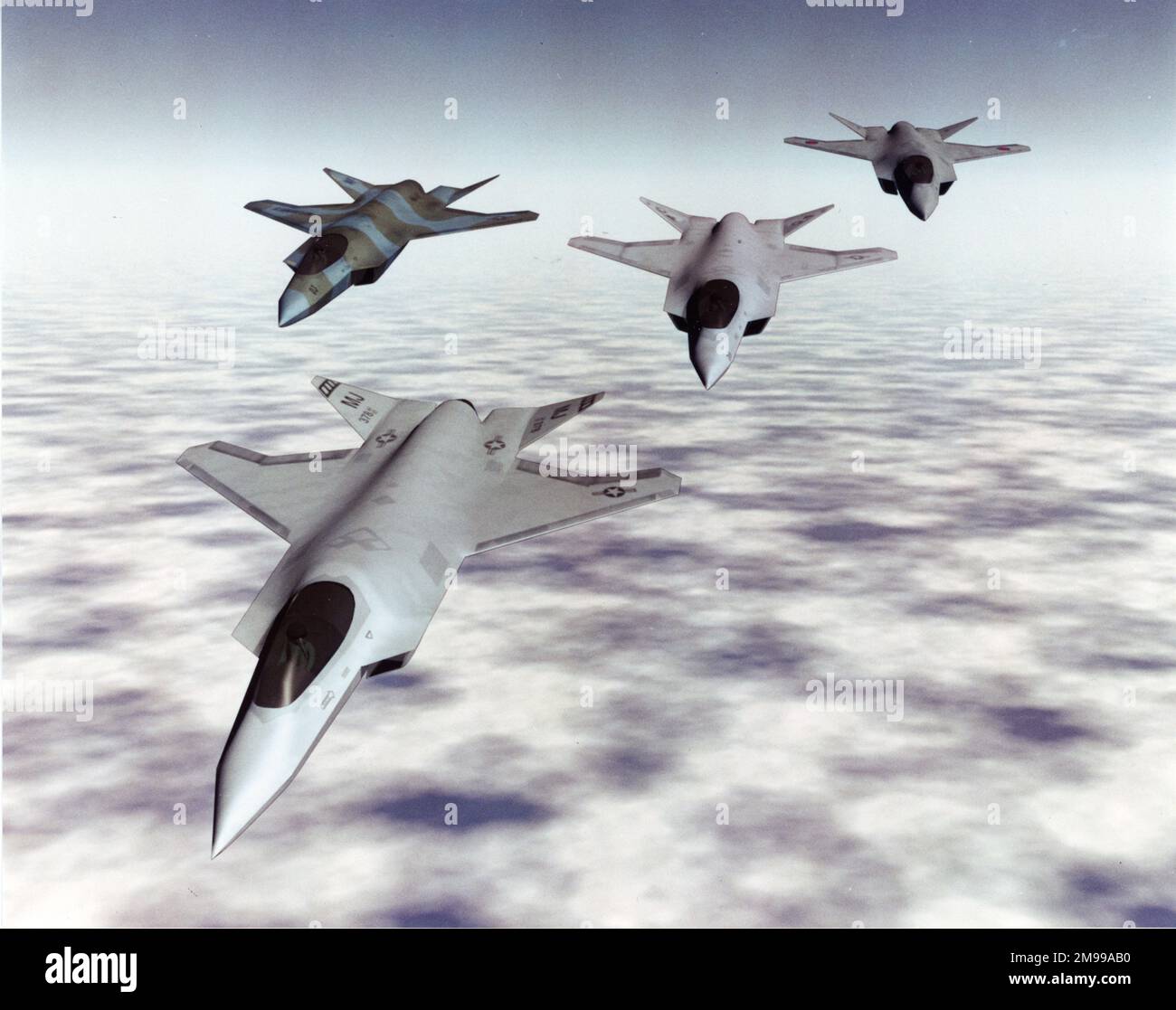 An artist?s impression of the three variants of the McDonnell Douglas, Northrop Grumman and British Aerospace entry in the Joint Strike Fighter (JSF) competition. Stock Photo