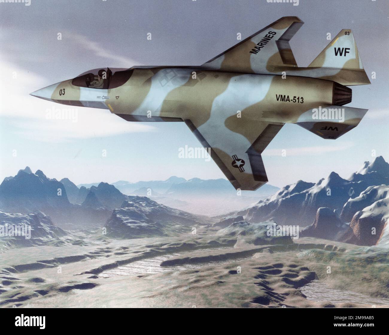An artist?s impression of the US Marine Corps variant of the McDonnell Douglas, Northrop Grumman and British Aerospace entry in the Joint Strike Fighter (JSF) competition. Stock Photo