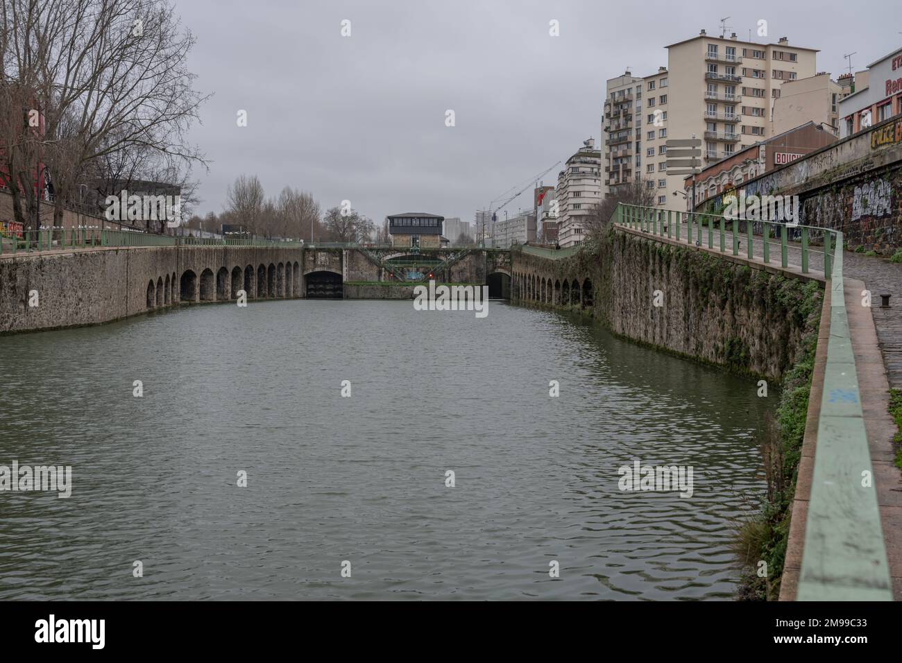 Lock n°1 Canal St Denis. View of SaintDenis Canal from Flanders Bridge