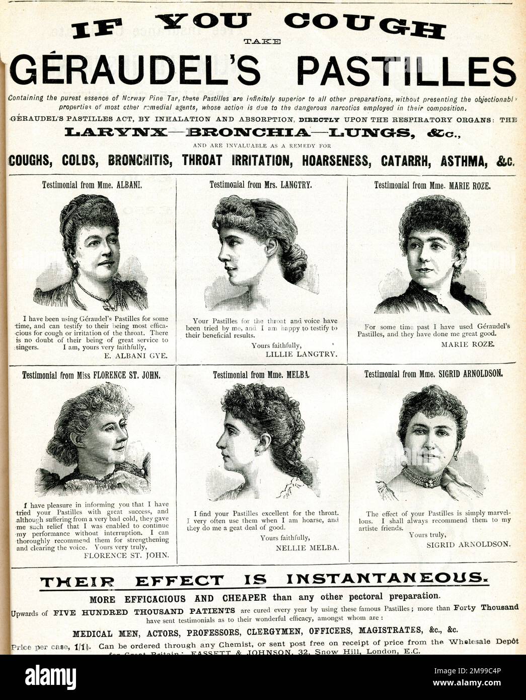 Advertisement for Geraudel's Pastilles. Stock Photo