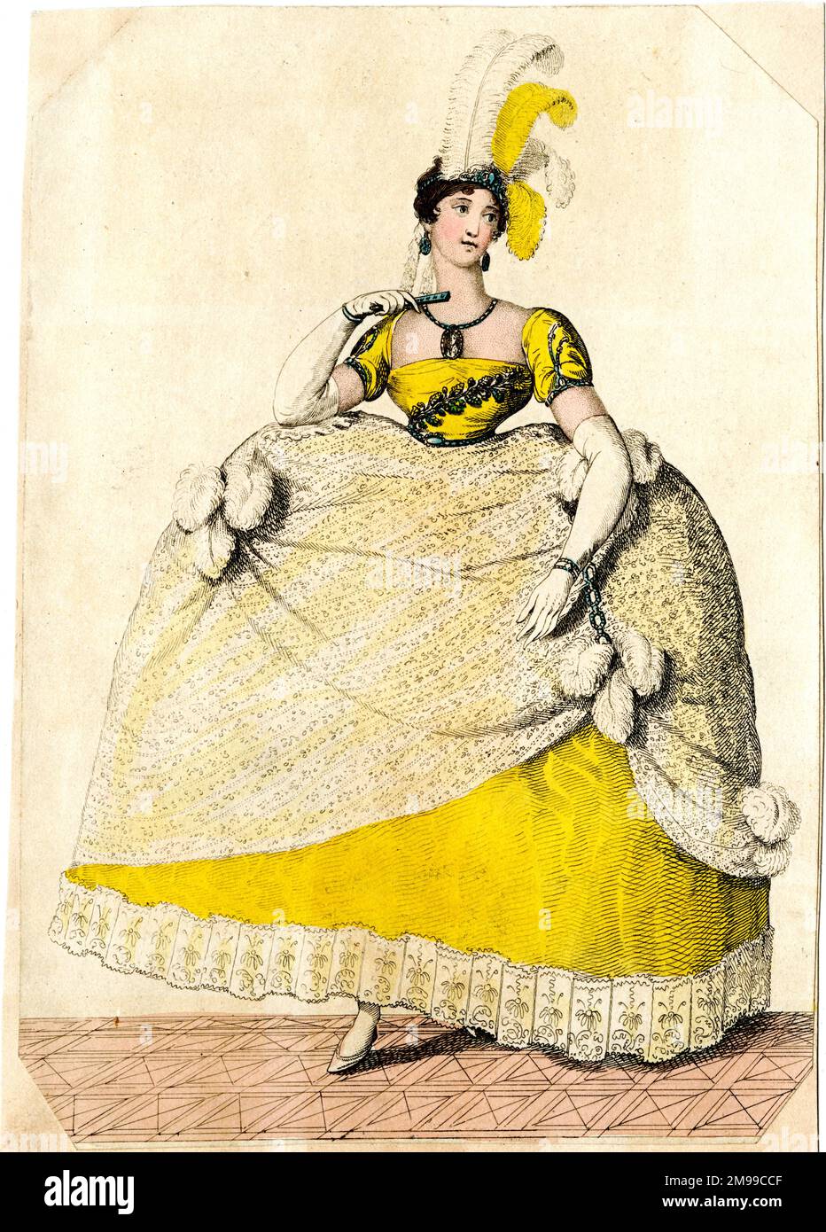 Lady Cholmondeley in court dress worn on His Majesty's birthday (King George III), 4 June 1808. Stock Photo