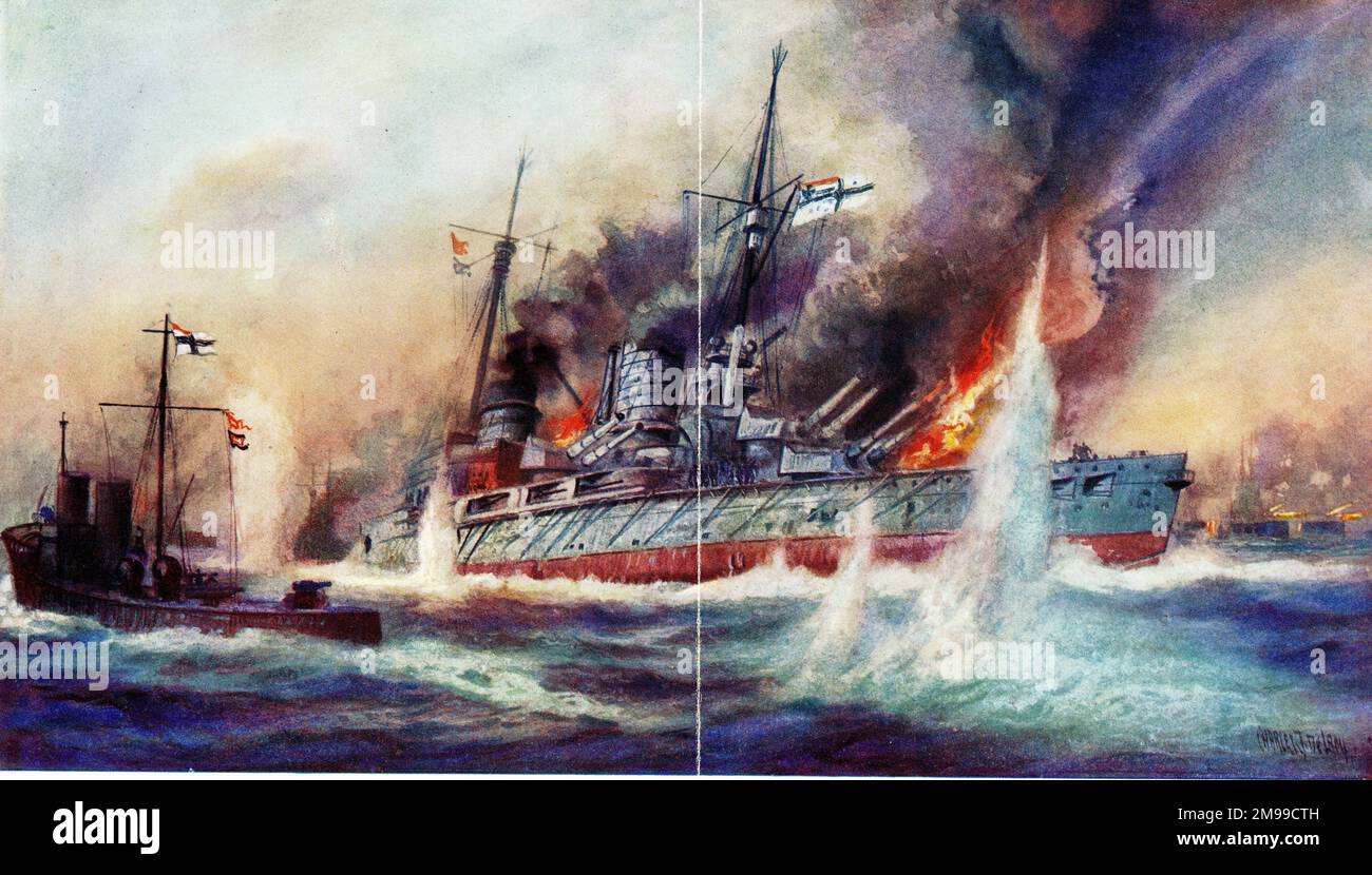 One of Germany's greatest fighting ships in the Battle of Jutland, First World War. Stock Photo