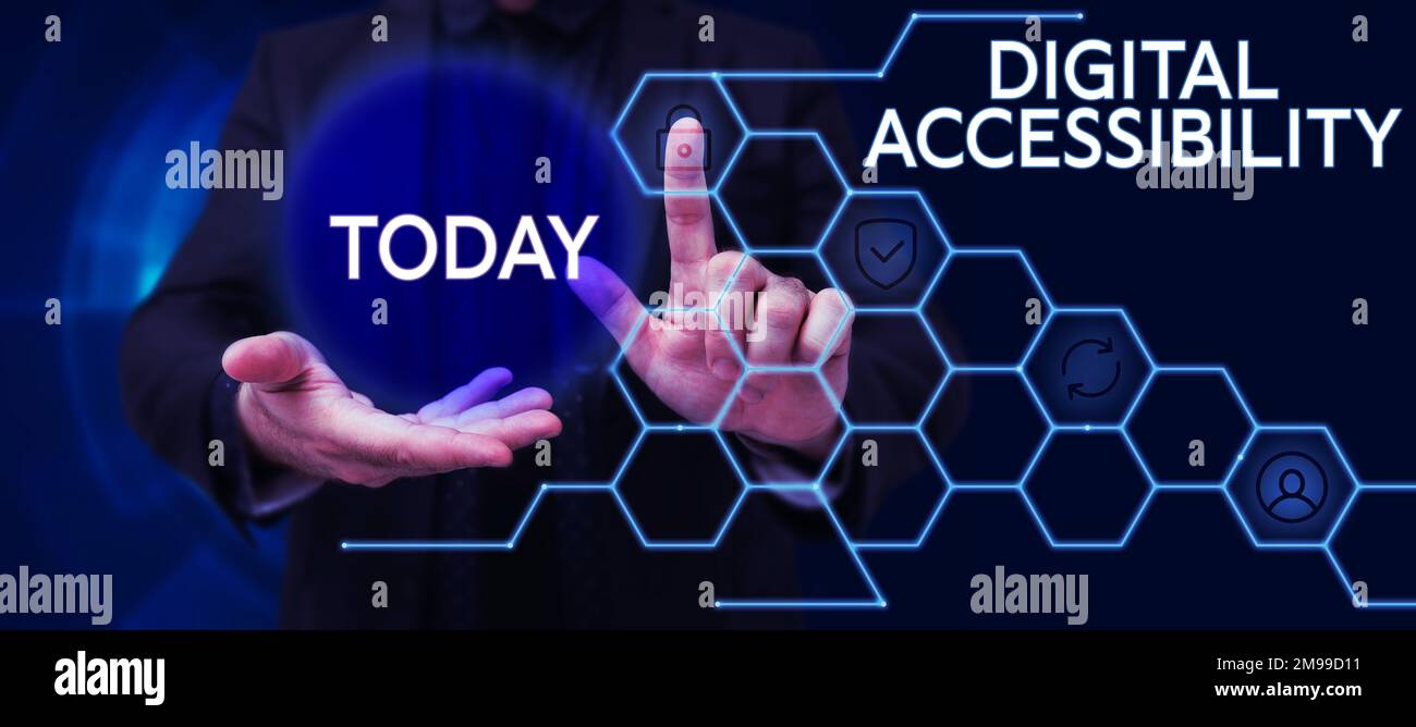 Text caption presenting Digital Accessibility. Business showcase electronic technology that generates stores and processes data Stock Photo