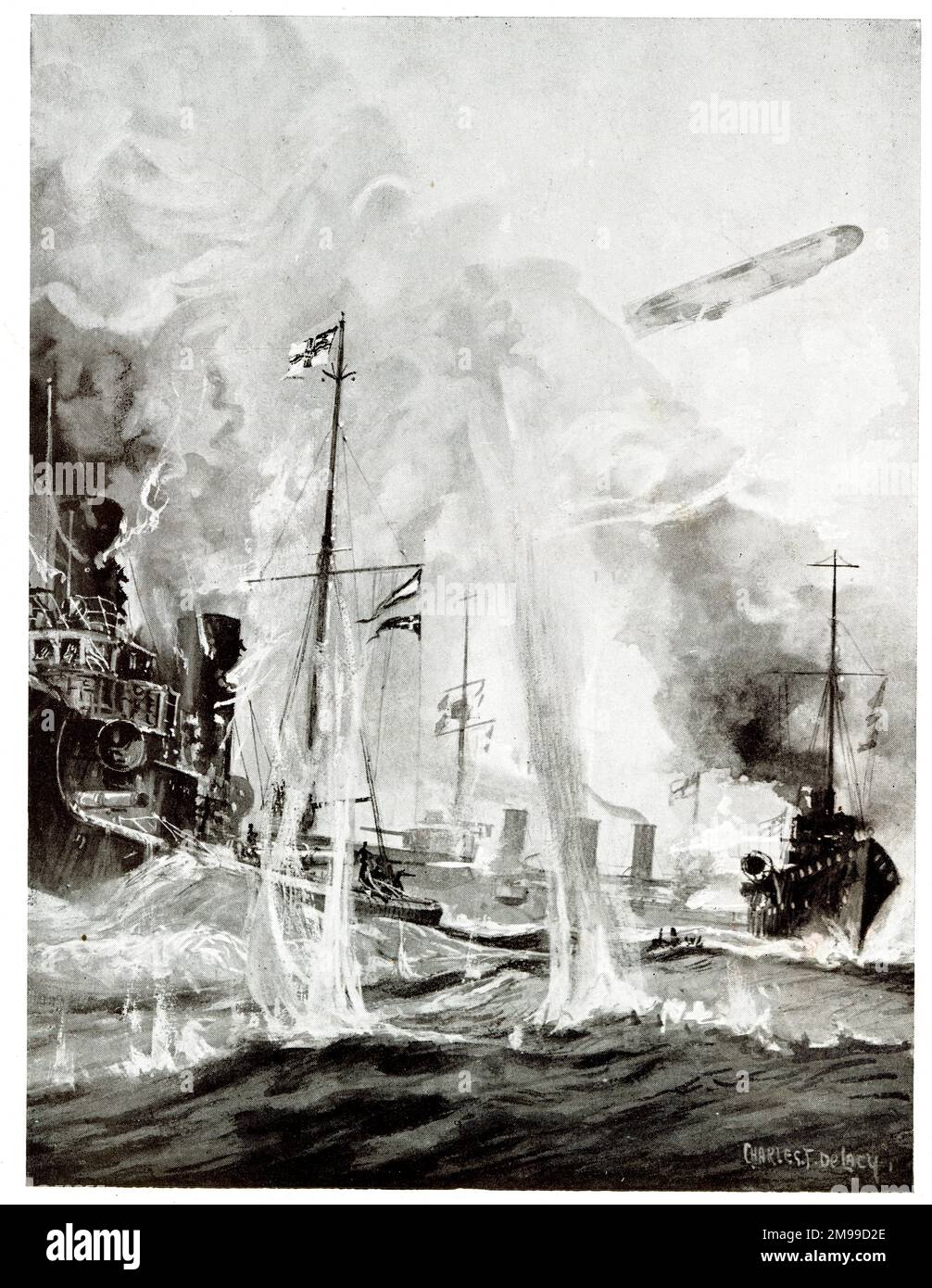Scrap between British and German destroyers at Heligoland Bight, First World War. Stock Photo