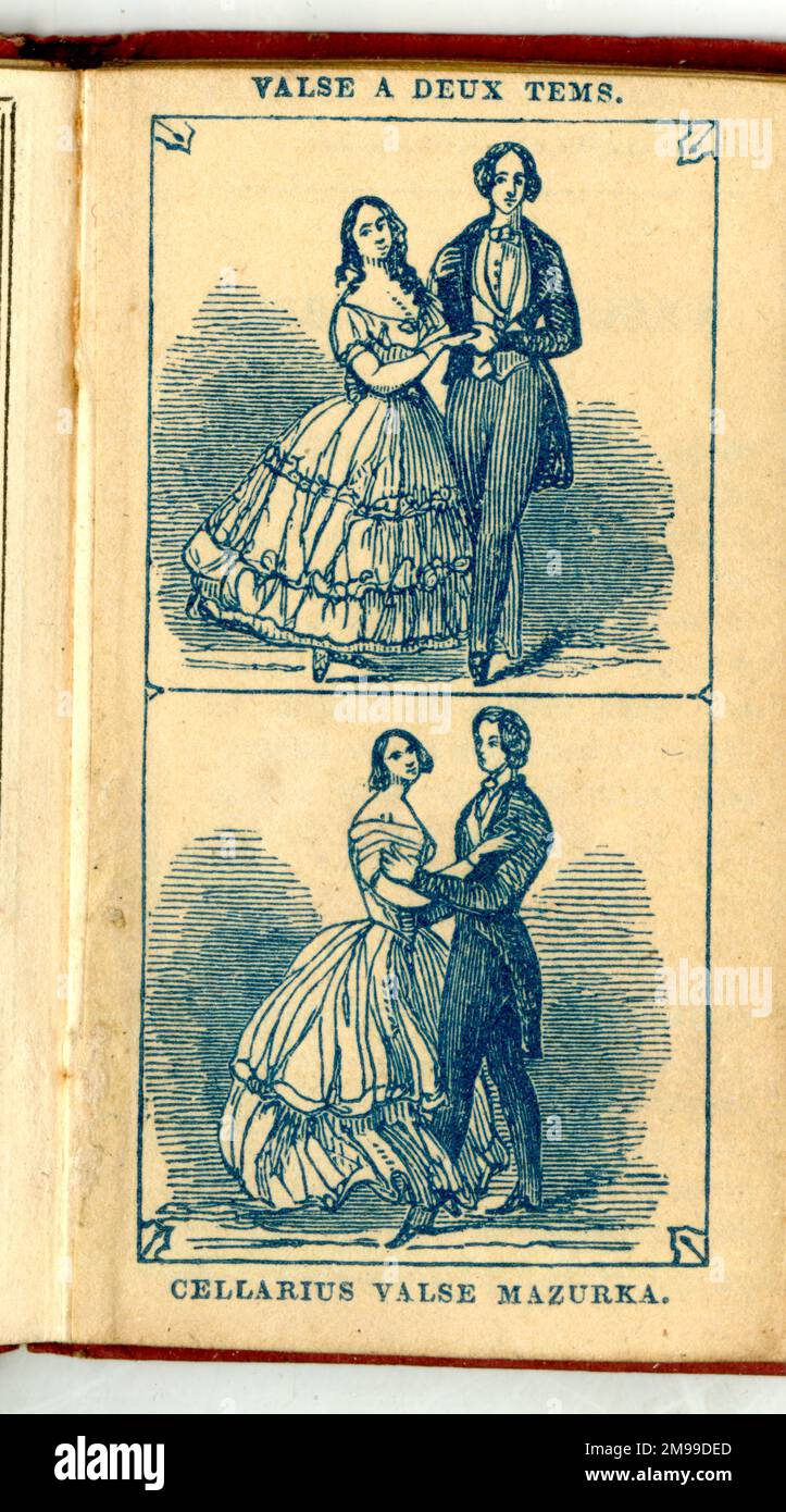 Almack's Petite Ball-Room Manual and Polka Guide - Valse a Deux Tems [Temps] and Cellarius Valse Mazurka. Stock Photo