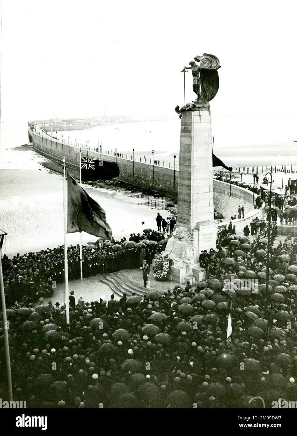 King Albert of Belgium unveiling the First World War memorial at Zeebrugge. Stock Photo