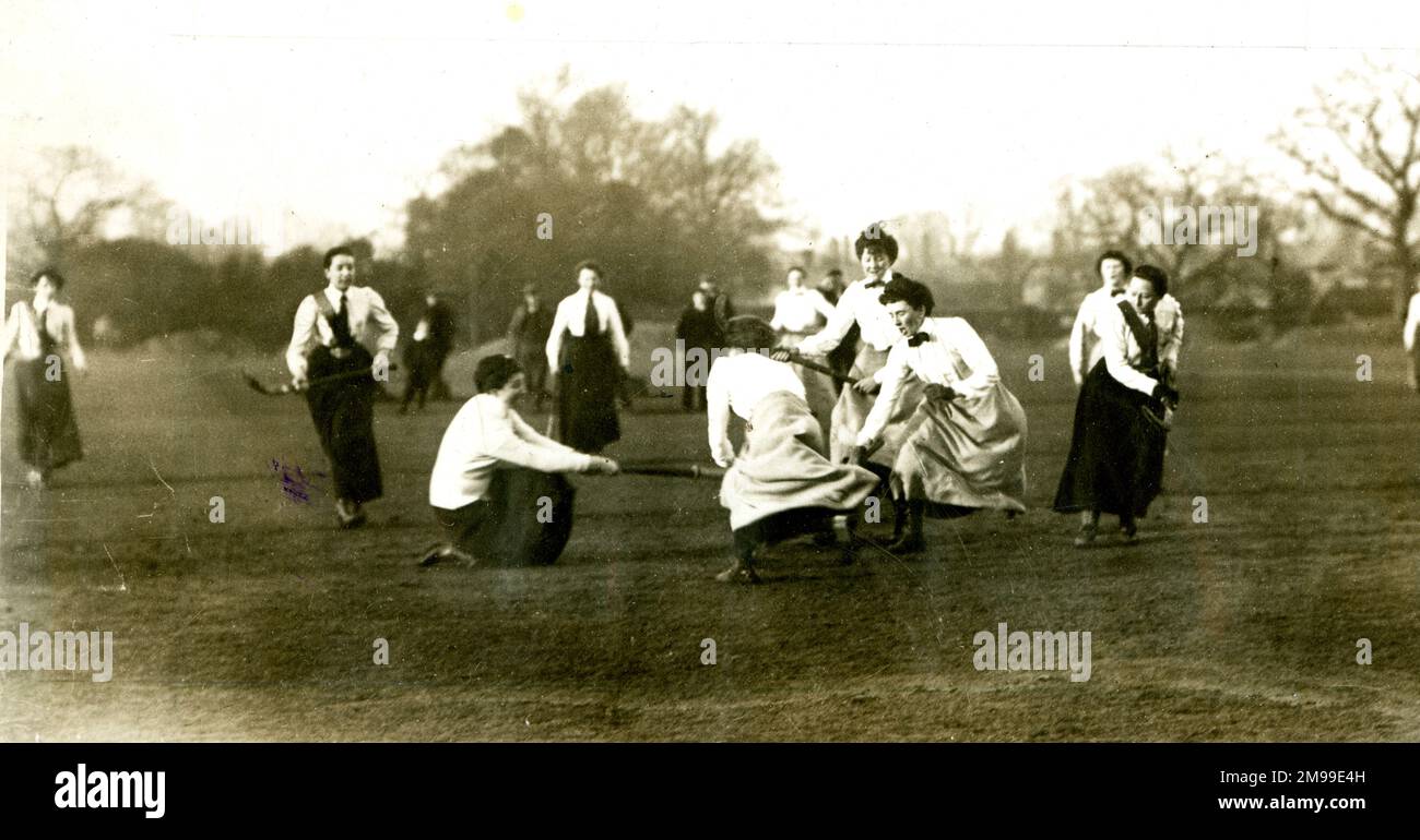 Women's hockey match, Surrey v Sussex, 1902. Stock Photo