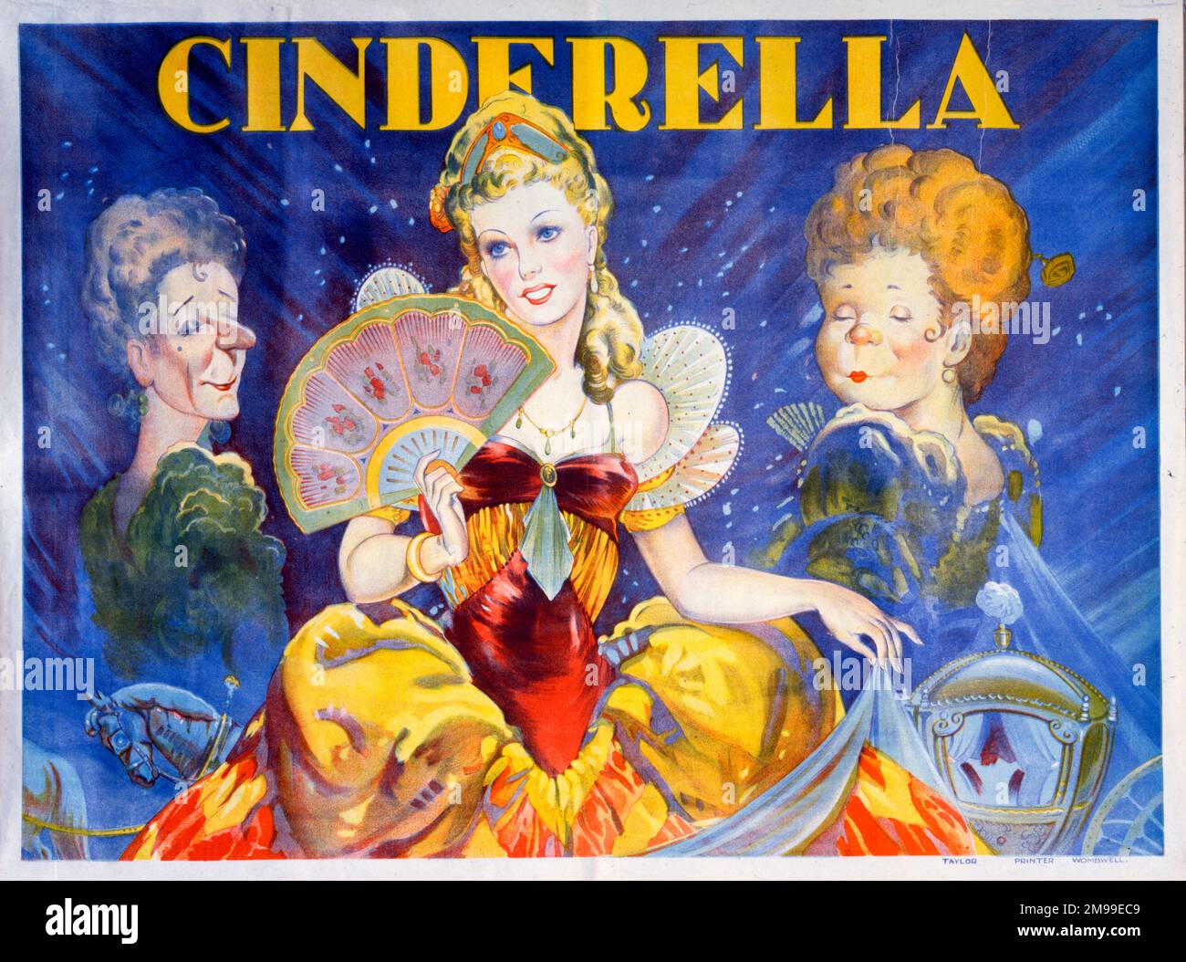 Pantomime poster, Cinderella, with the ugly sisters on either side ...