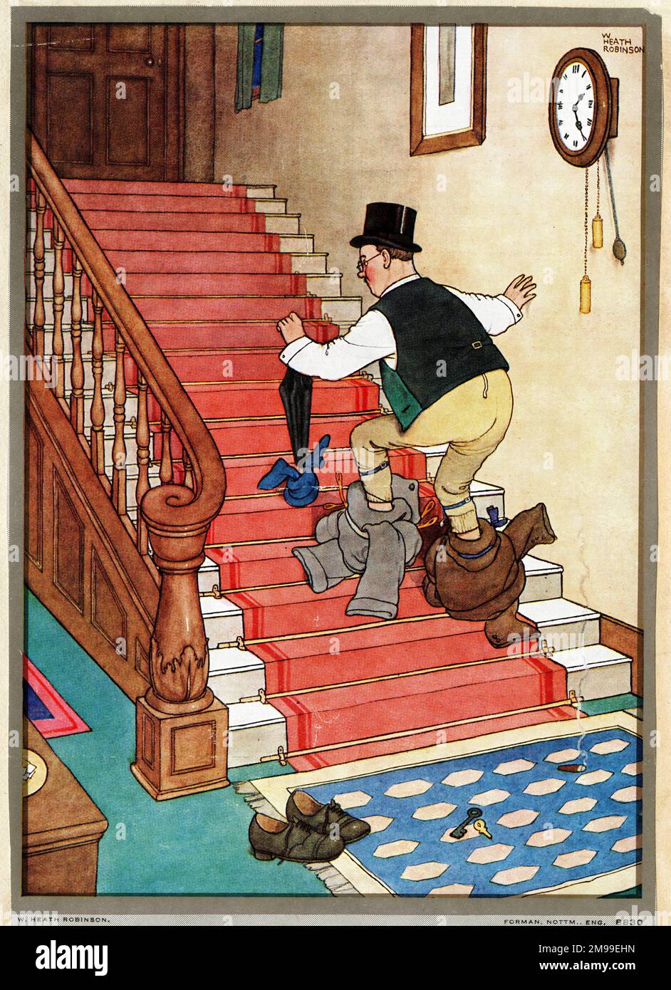 W Heath Robinson - Precautions to Muffle Footsteps when going late to bed. Stock Photo