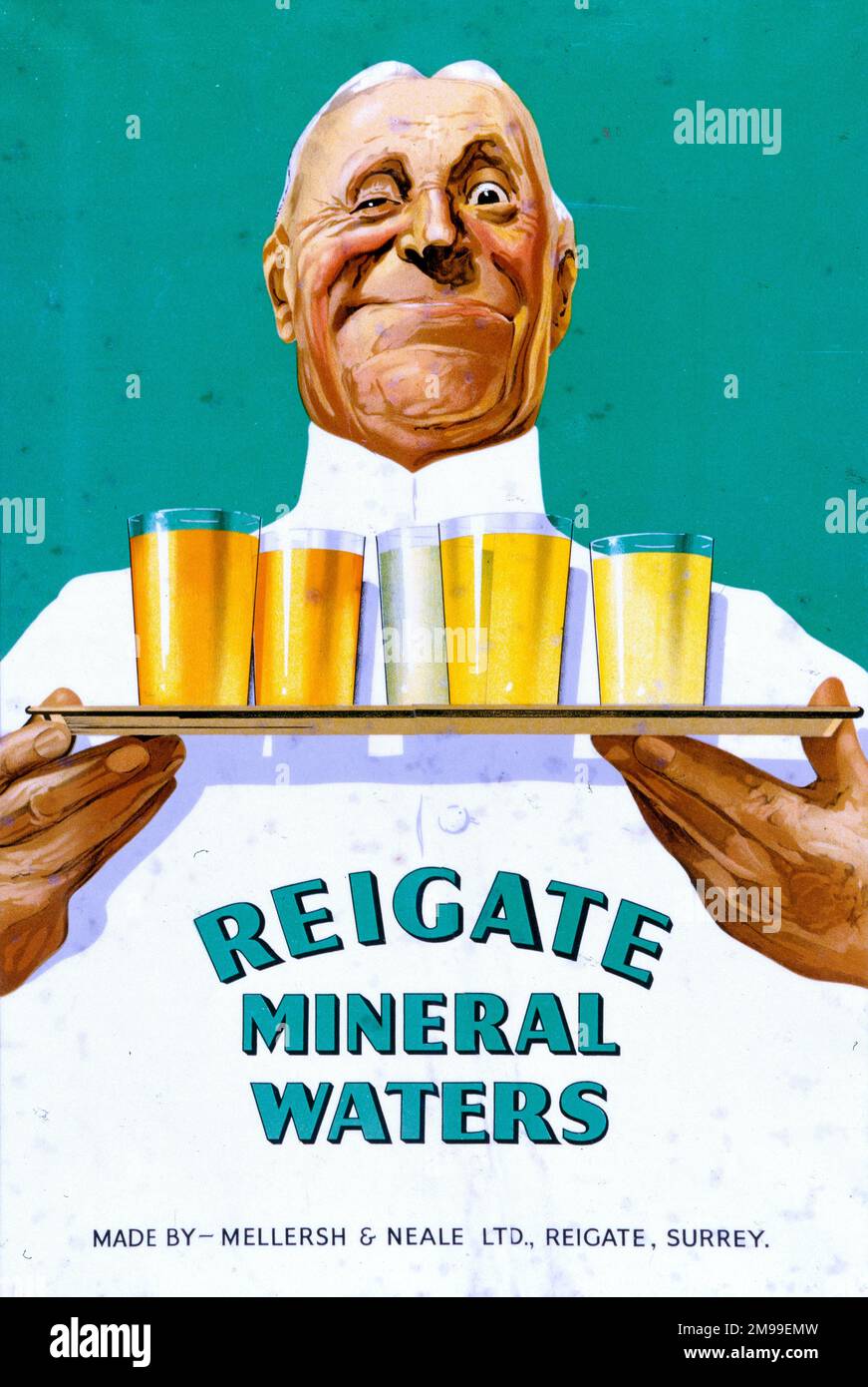 Advertising showcard, Reigate Mineral Waters. Stock Photo