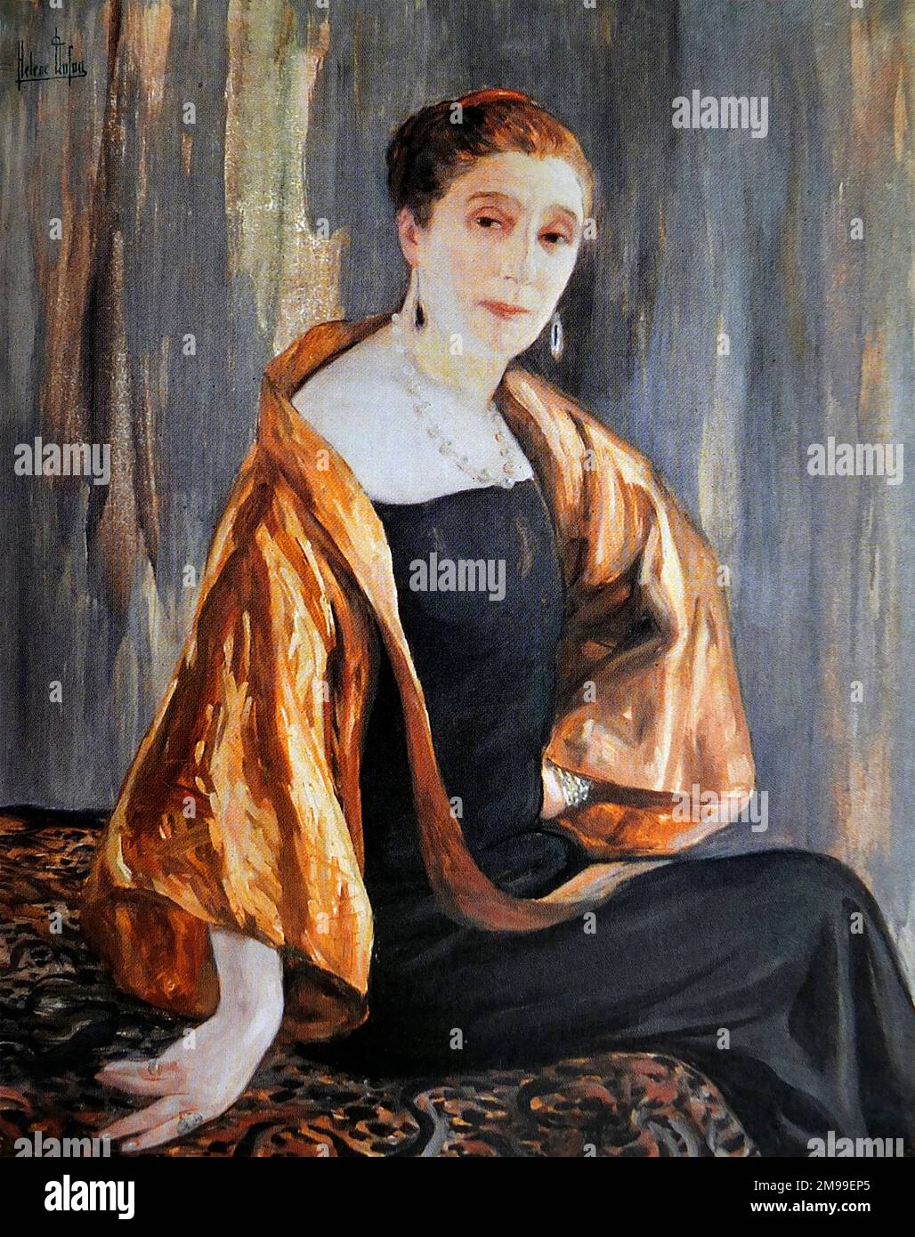 Jeanne Lanvin. Portrait of the haute-couture fashion designer Jeanne-Marie Lanvin (1867-1946), painting by Clémentine-Hélène Dufau, 1925 Stock Photo