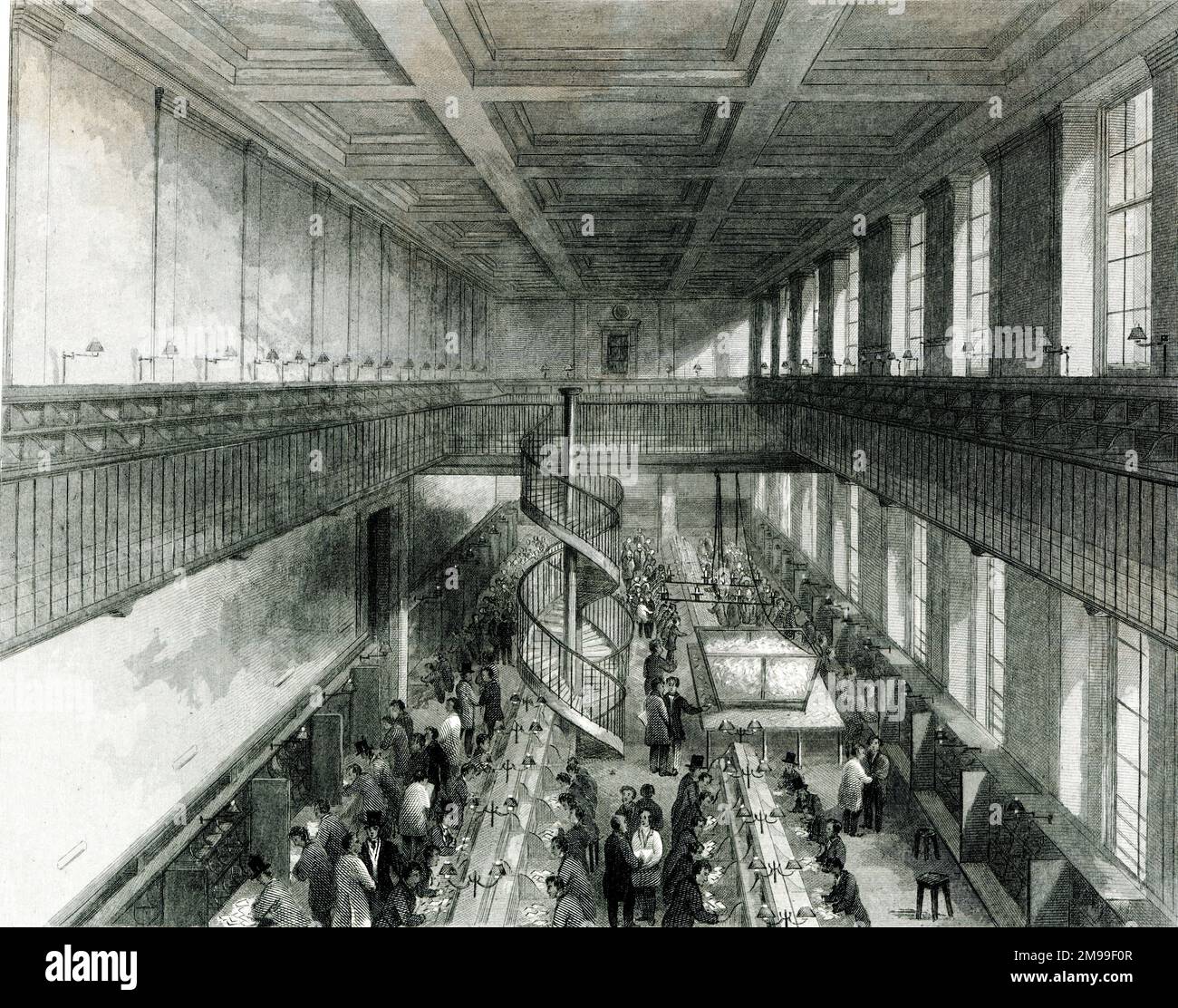 Interior of the General Post Office, London. Stock Photo