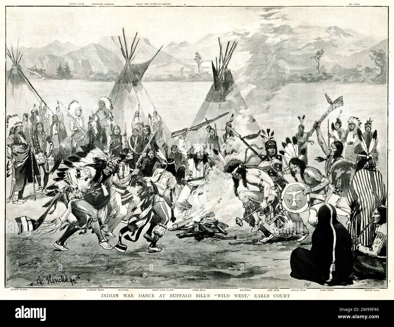 Indian War Dance at Buffalo Bill's Wild West Show, Earls Court, London, September 1892. Stock Photo