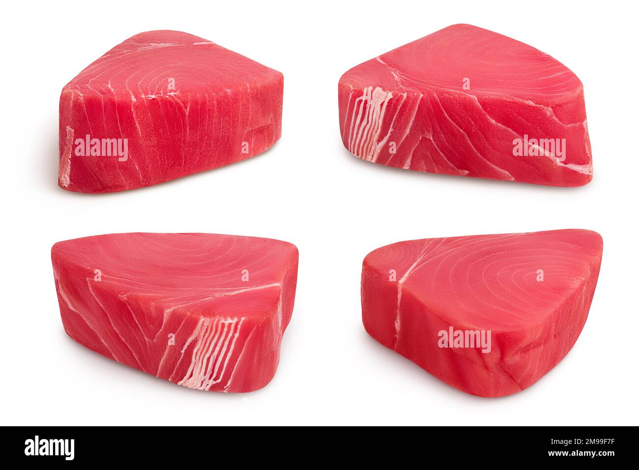 Fresh tuna fish fillet steak isolated on white background with full