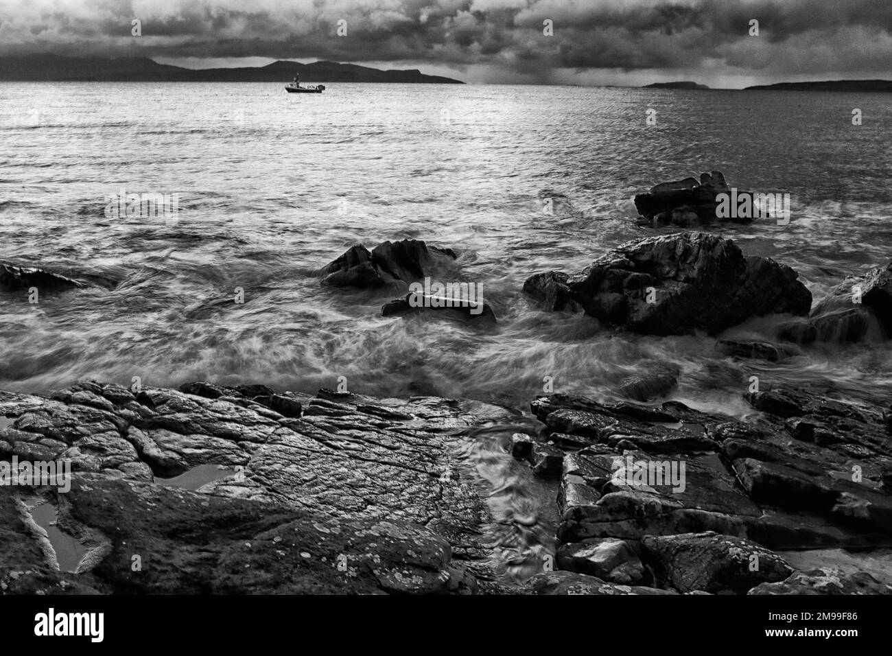 Sea, rocks and hills near Elgol Stock Photo - Alamy