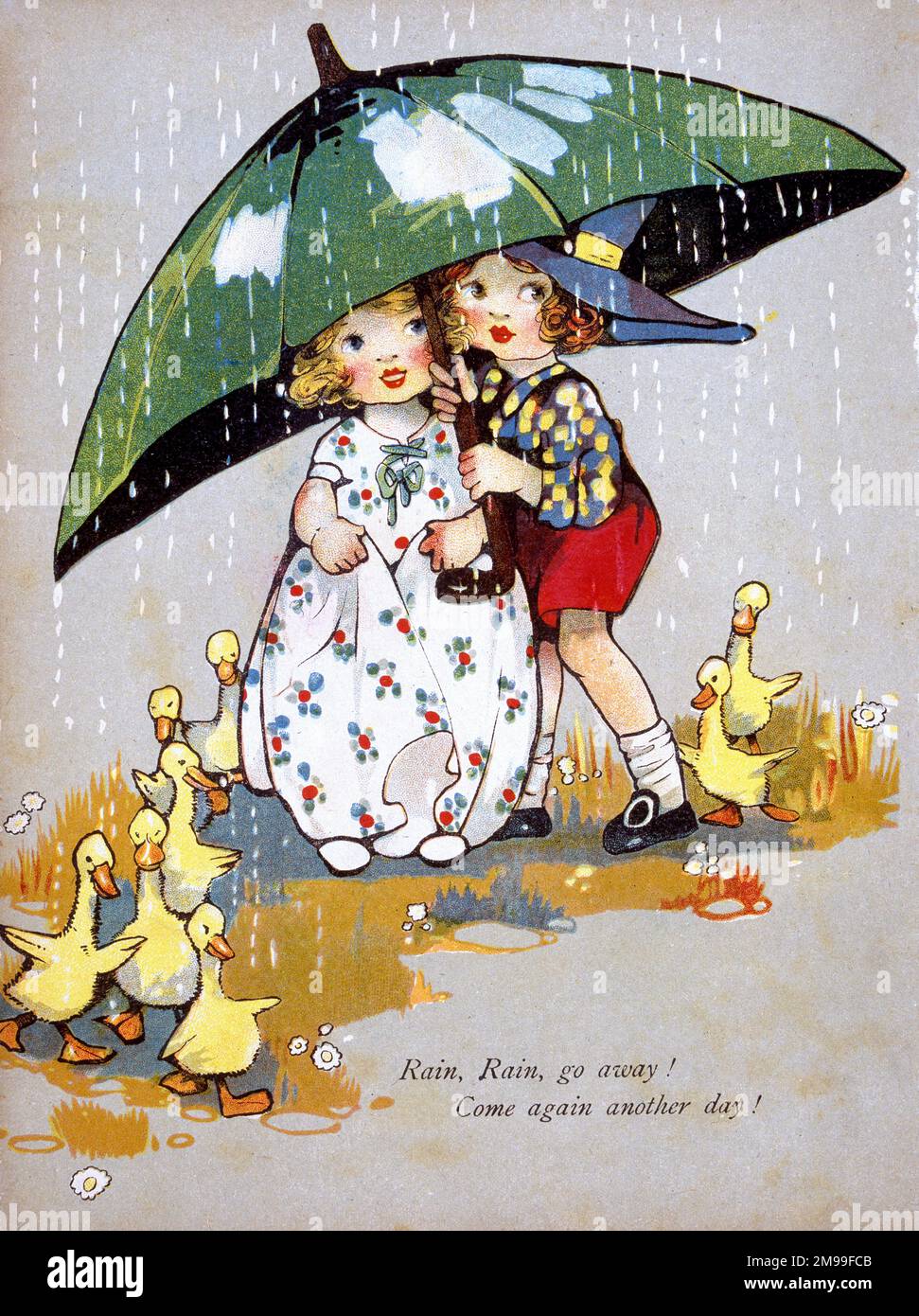 Rain, Rain Go Away, Come Again Another Day, by Agnes Richardson. Stock Photo