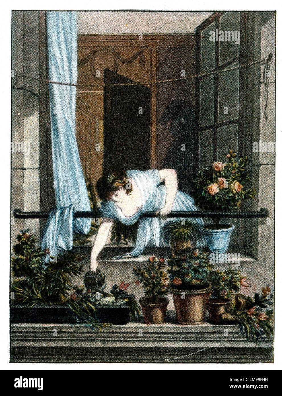 The Jardiniere, Garden Maid, by Augustin de Saint-Aubin. Stock Photo