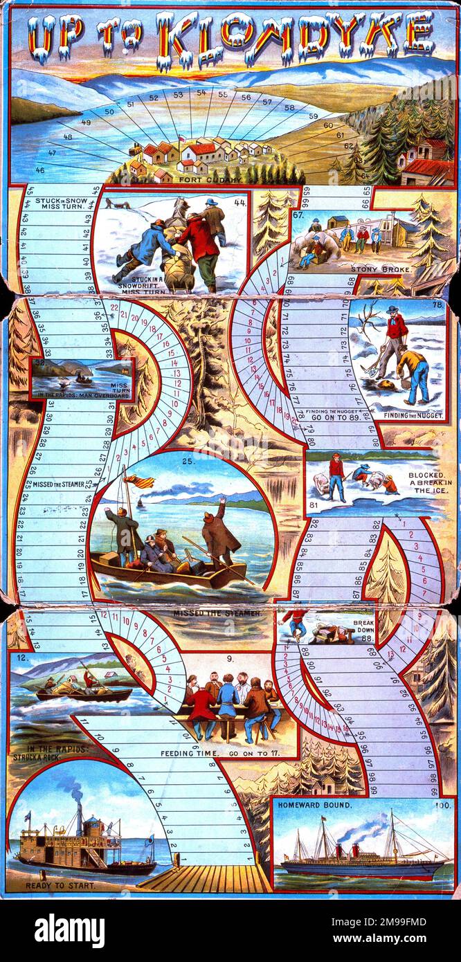 Board game, Up to Klondyke - based on the Klondike Gold Rush, Yukon, Canada. Stock Photo
