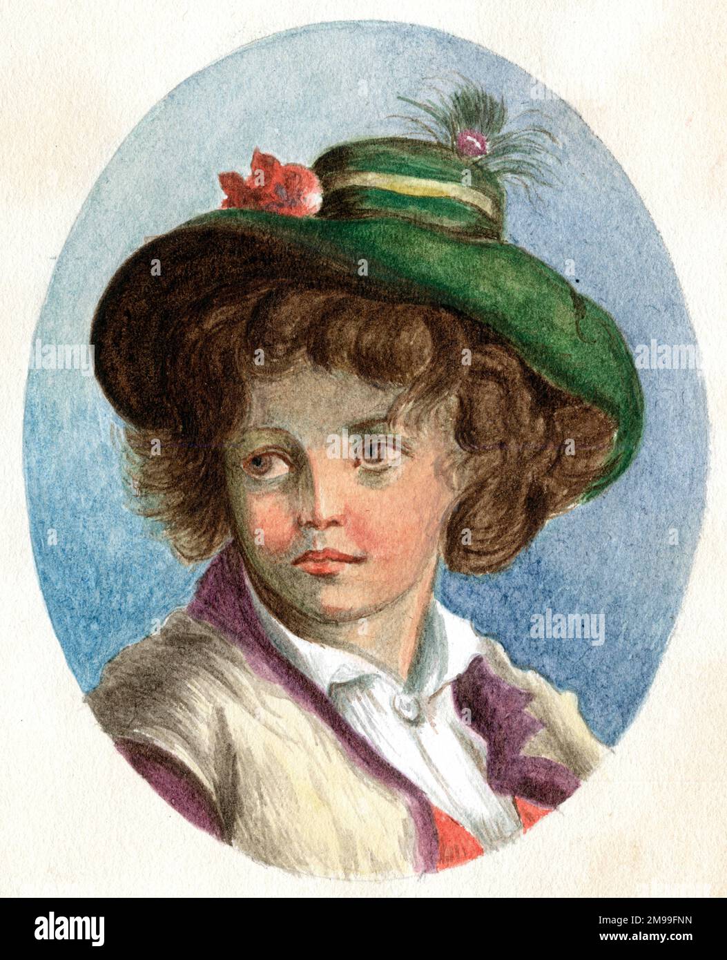 Artwork by Florence Auerbach, boy in a hat. Stock Photo