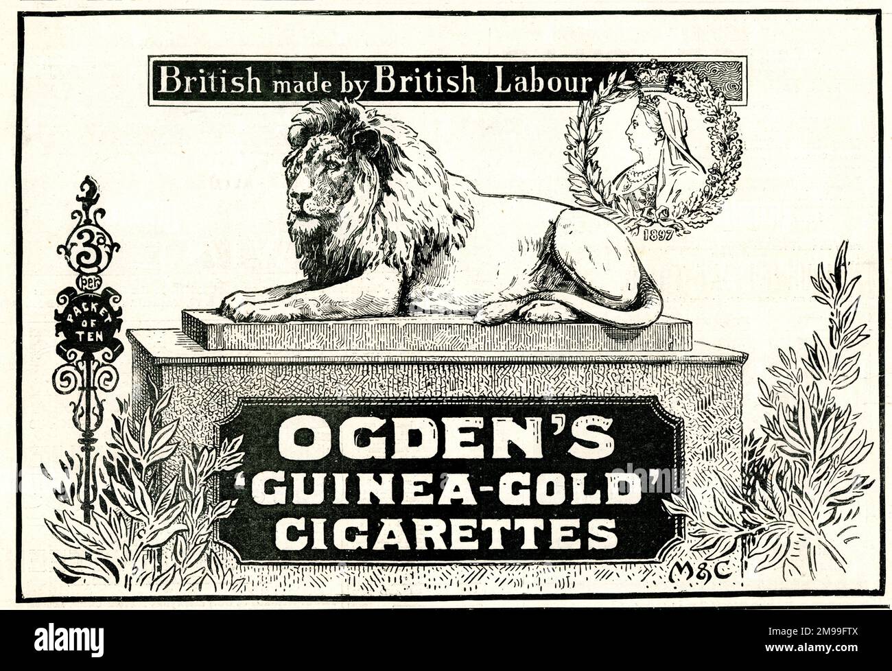 Advert for Ogden's Guinea-Gold Cigarettes. Stock Photo