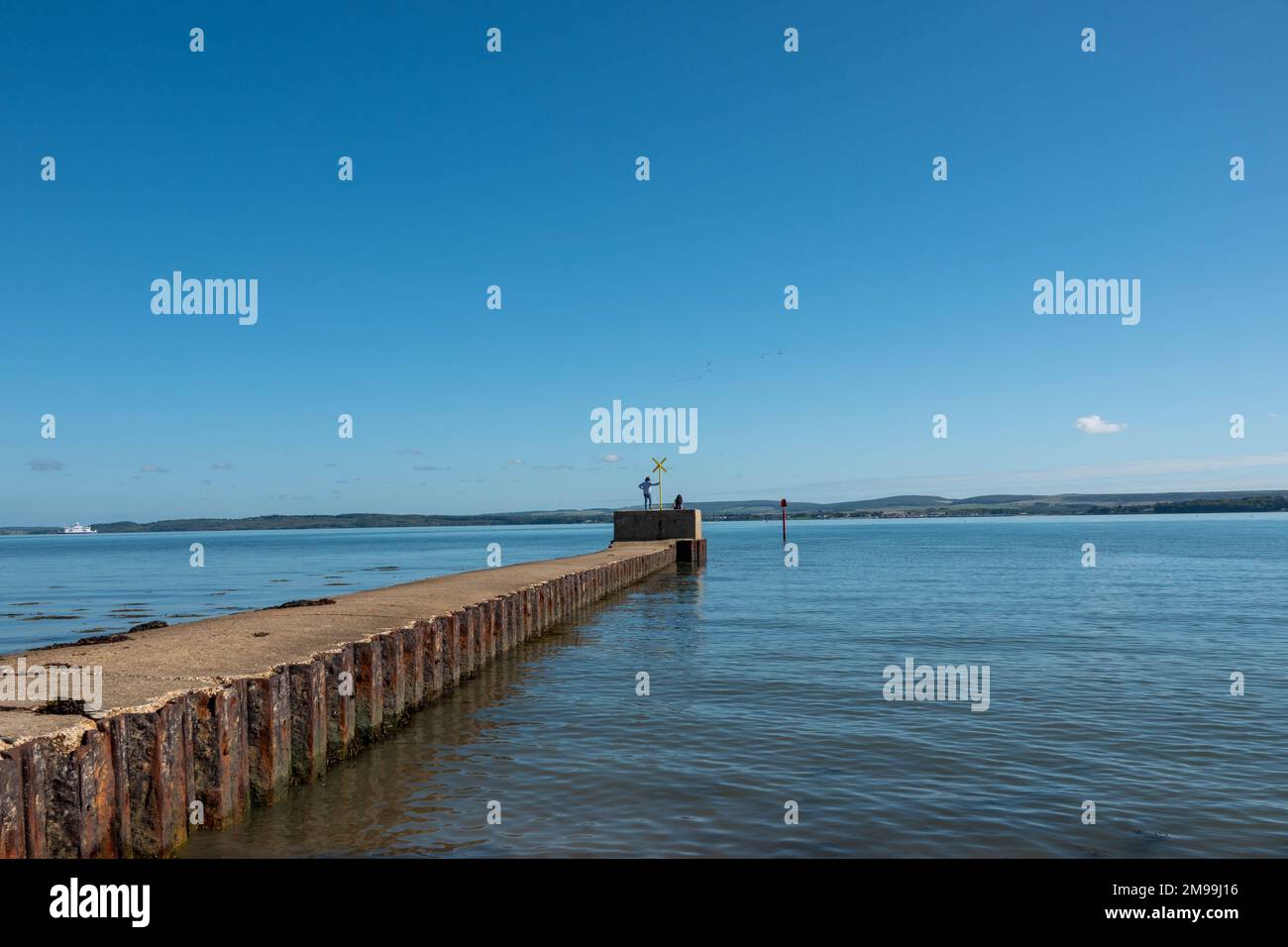 coastal navigation marker in the sea at Lymington Pennington Nature Reserve Hampshire England on