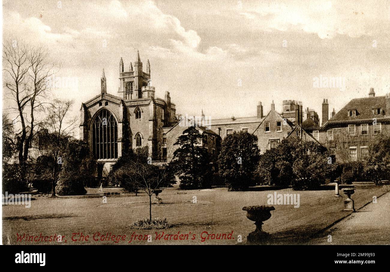 Winchester College (an independent boarding school) and Warden's Ground, Winchester, Hampshire, dating back to the 14th century. Stock Photo