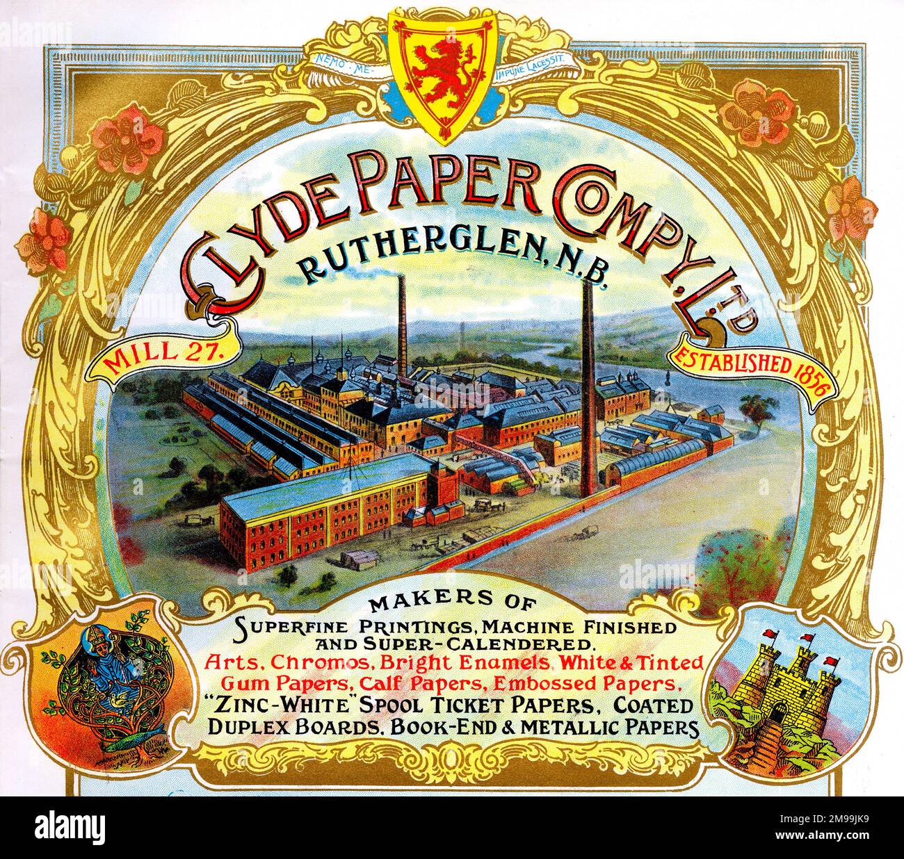Advert for Clyde Paper Company Ltd, Rutherglen, South Lanarkshire, Scotland. Stock Photo
