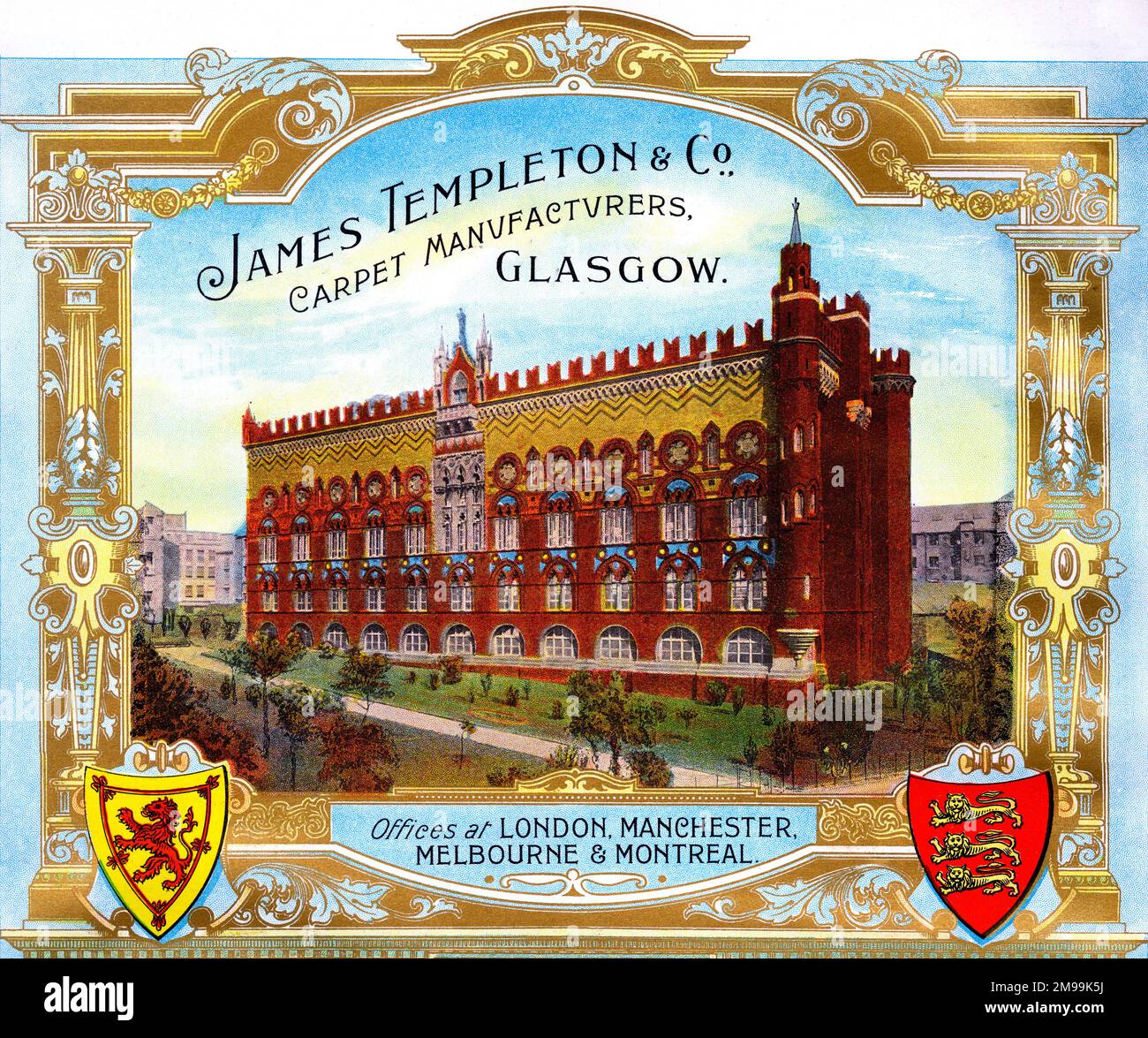 Advert for James Templeton & Co, Carpet Manufacturers, Glasgow, Scotland. Stock Photo