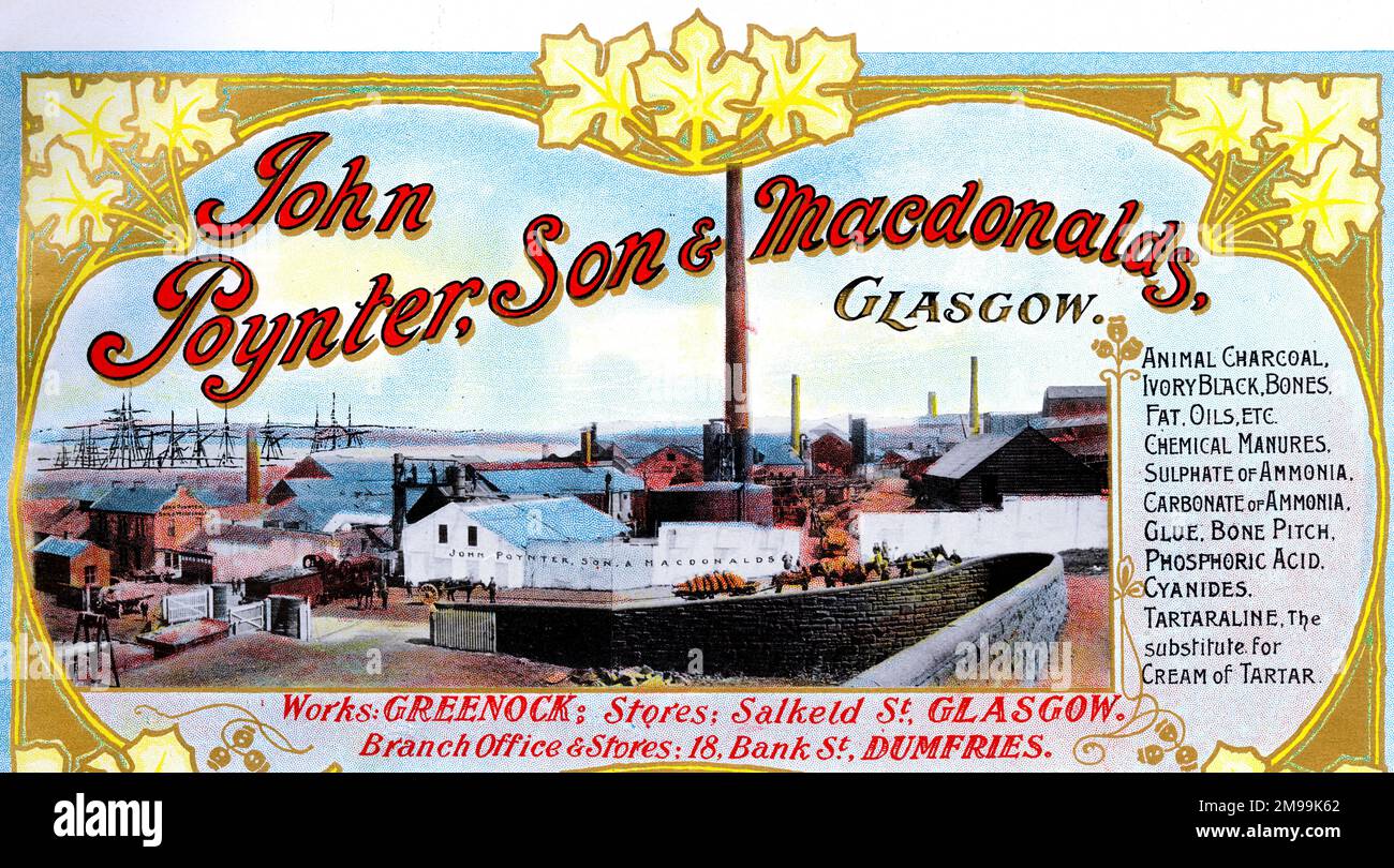 Advert for John Poynter, Son & Macdonalds, Chemicals etc, Glasgow, Scotland. Stock Photo