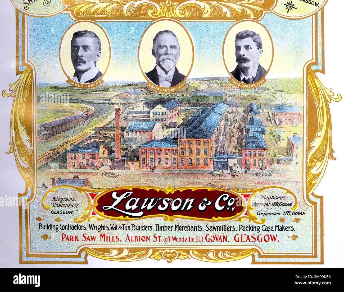 Advert for Lawson & Co, Timber Merchants and Sawmillers, Park Saw Mills