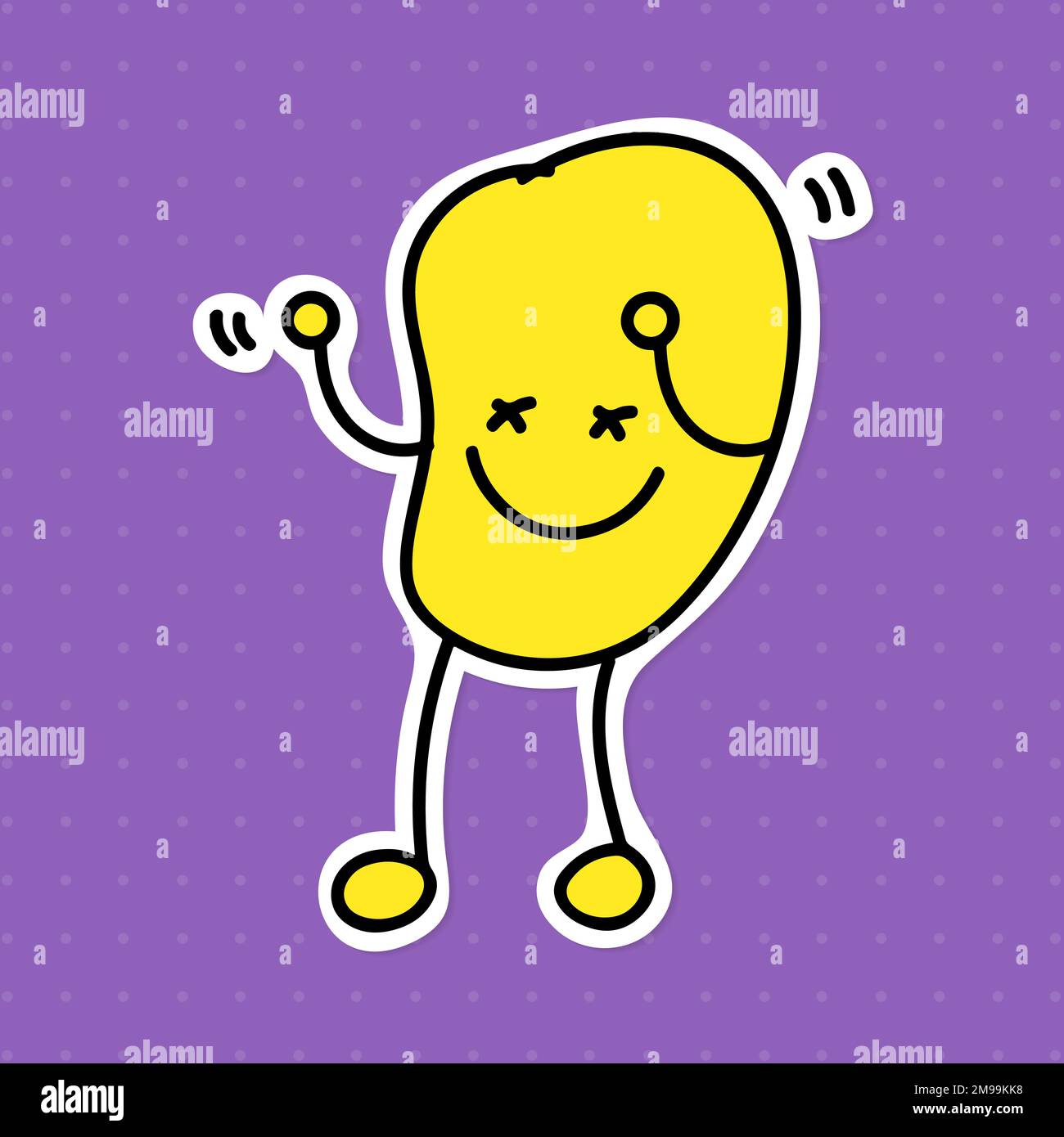 Cute dancing potato chip character sticker vector Stock Vector Image