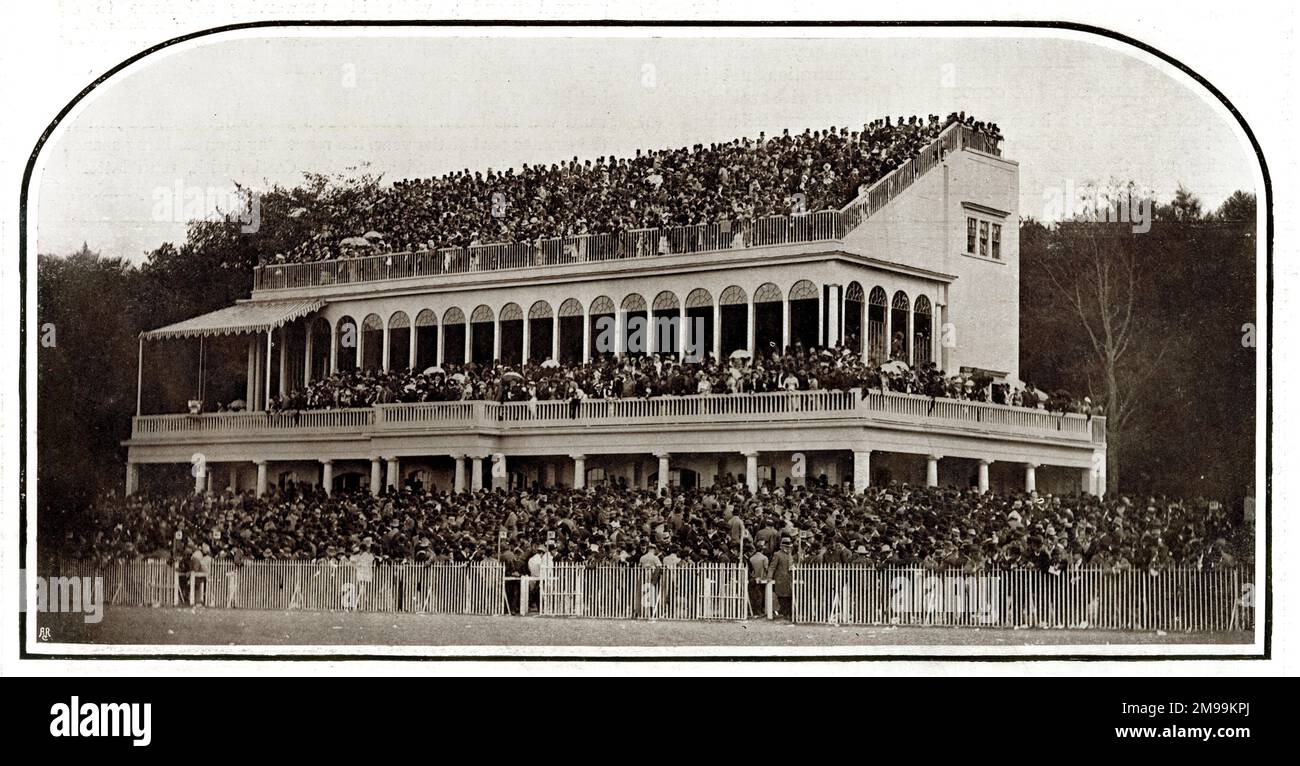 Grandstand at Goodwood Racecourse. Stock Photo