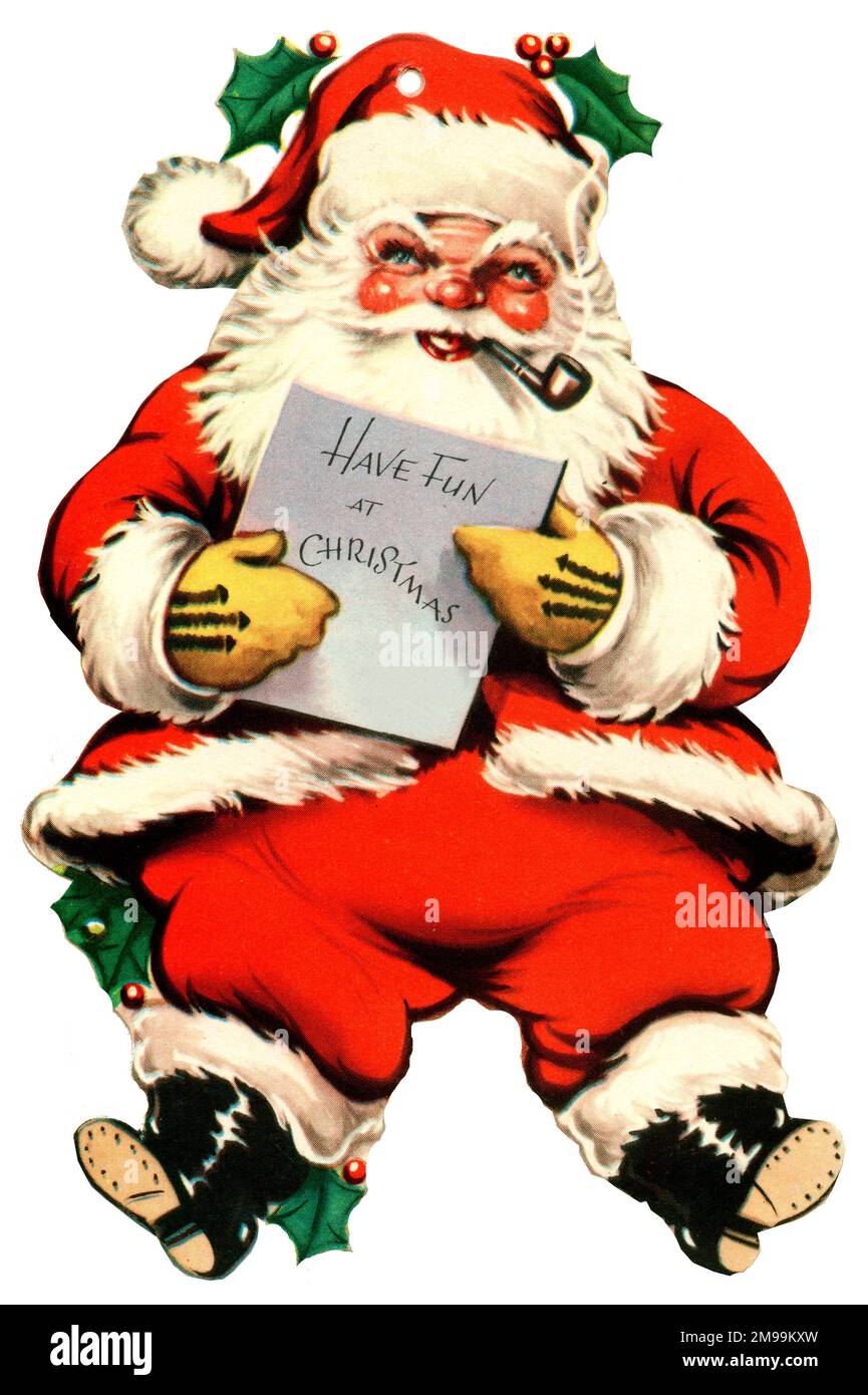Christmas Card or Present Tag, Santa Claus. Stock Photo