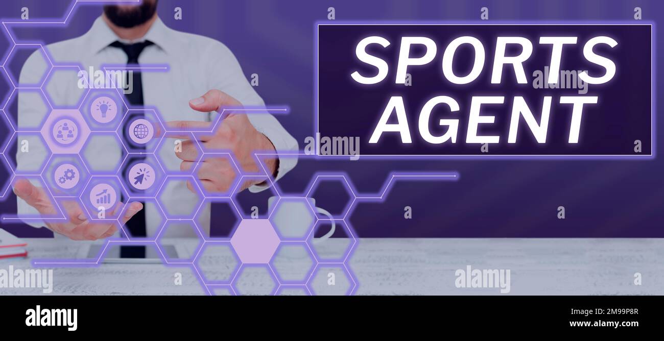 Conceptual display Sports Agent, Business approach person manages
