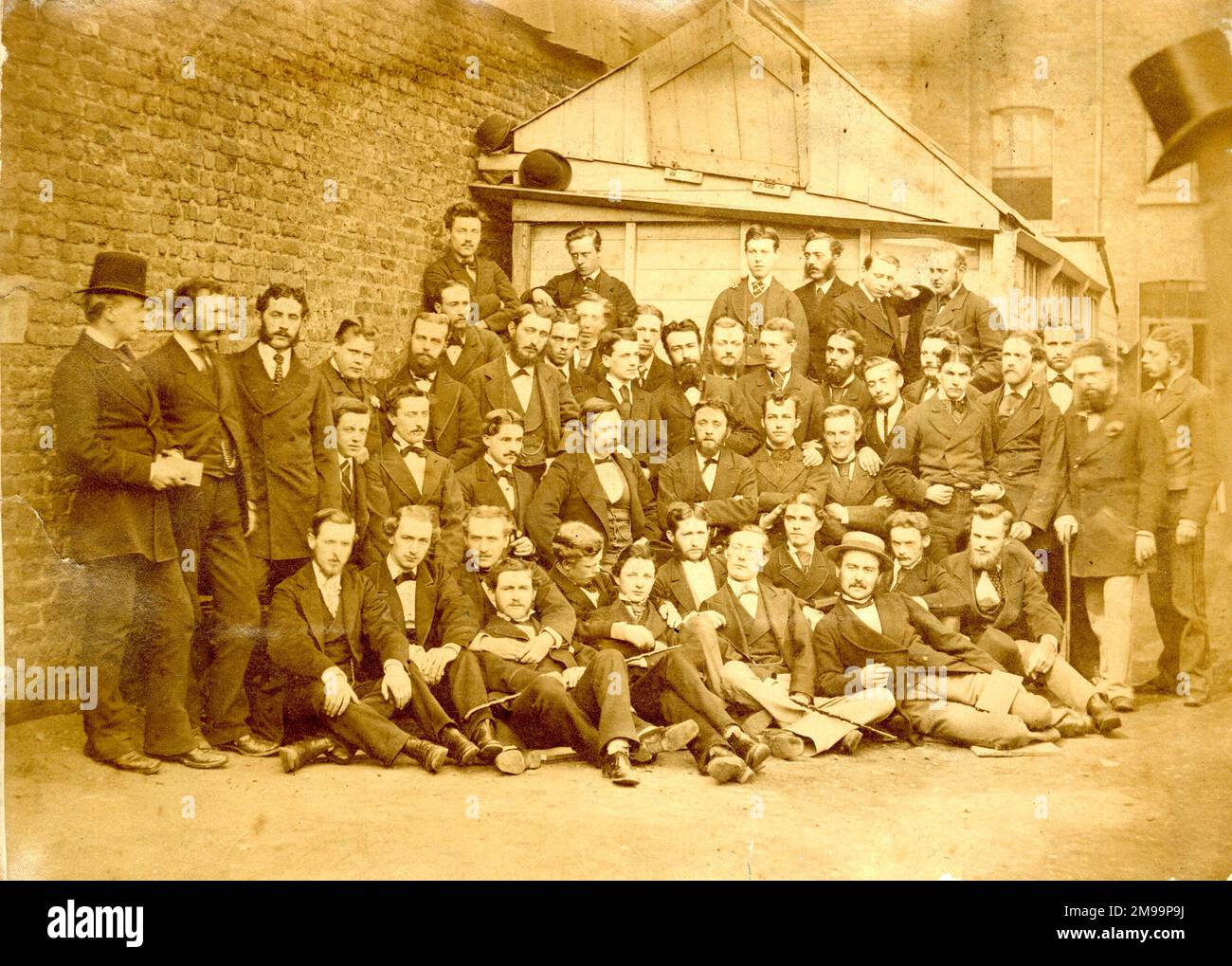 Group photo of men in Liverpool. Stock Photo