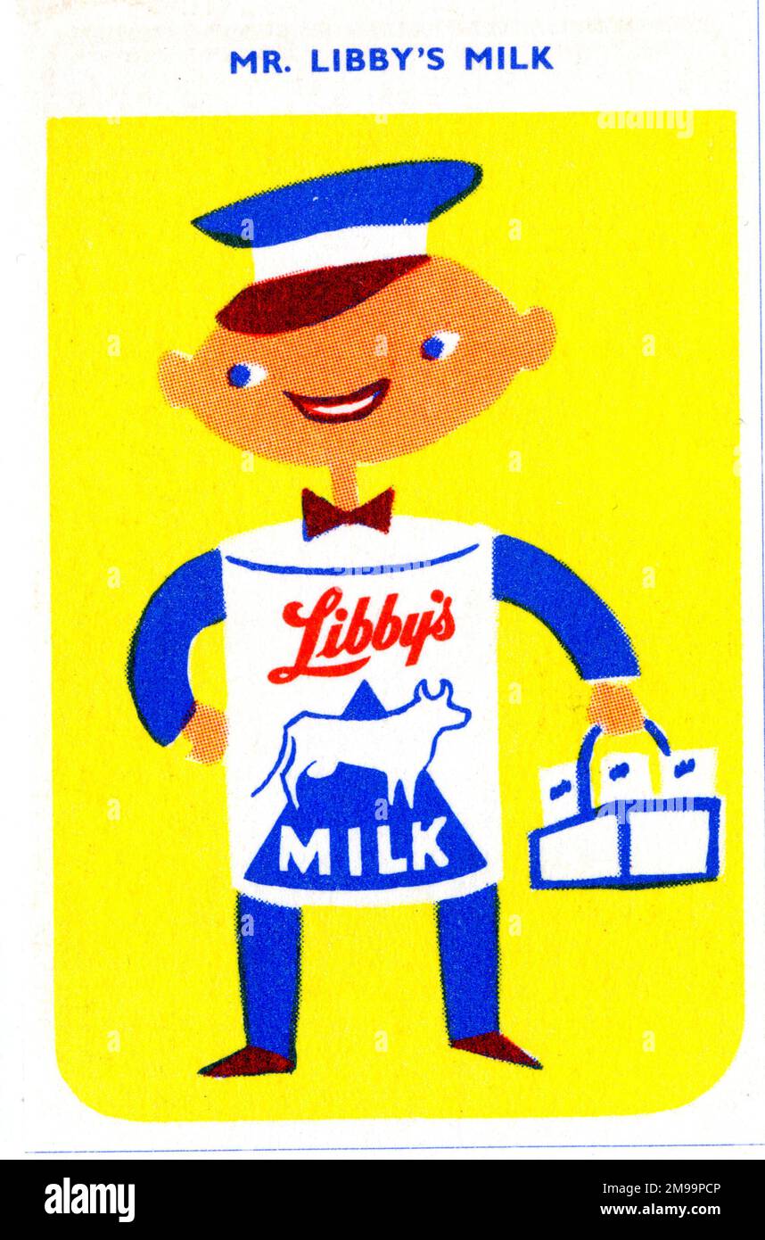 Libby's Happy Families Card Game, Mr Libby's Milk. Stock Photo