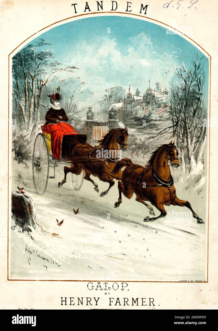 Music cover, Tandem Galop by Henry Farmer, drawn by Alfred Concanen