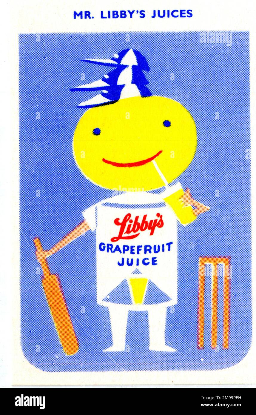 Libby's Happy Families Card Game, Mr. Libby's Juices, Grapefruit Juice. Stock Photo