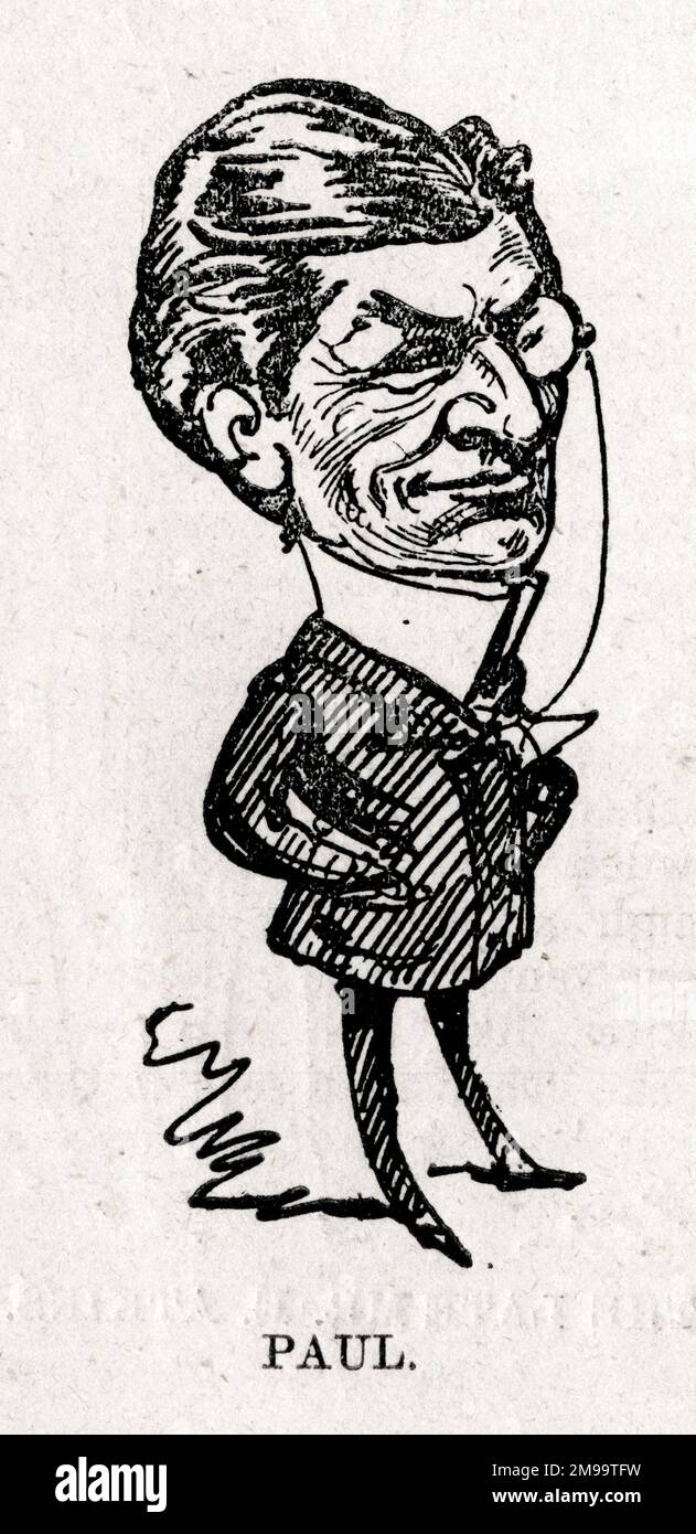 Cartoon portrait, Paul Martinetti, American pantomime performer. Stock Photo
