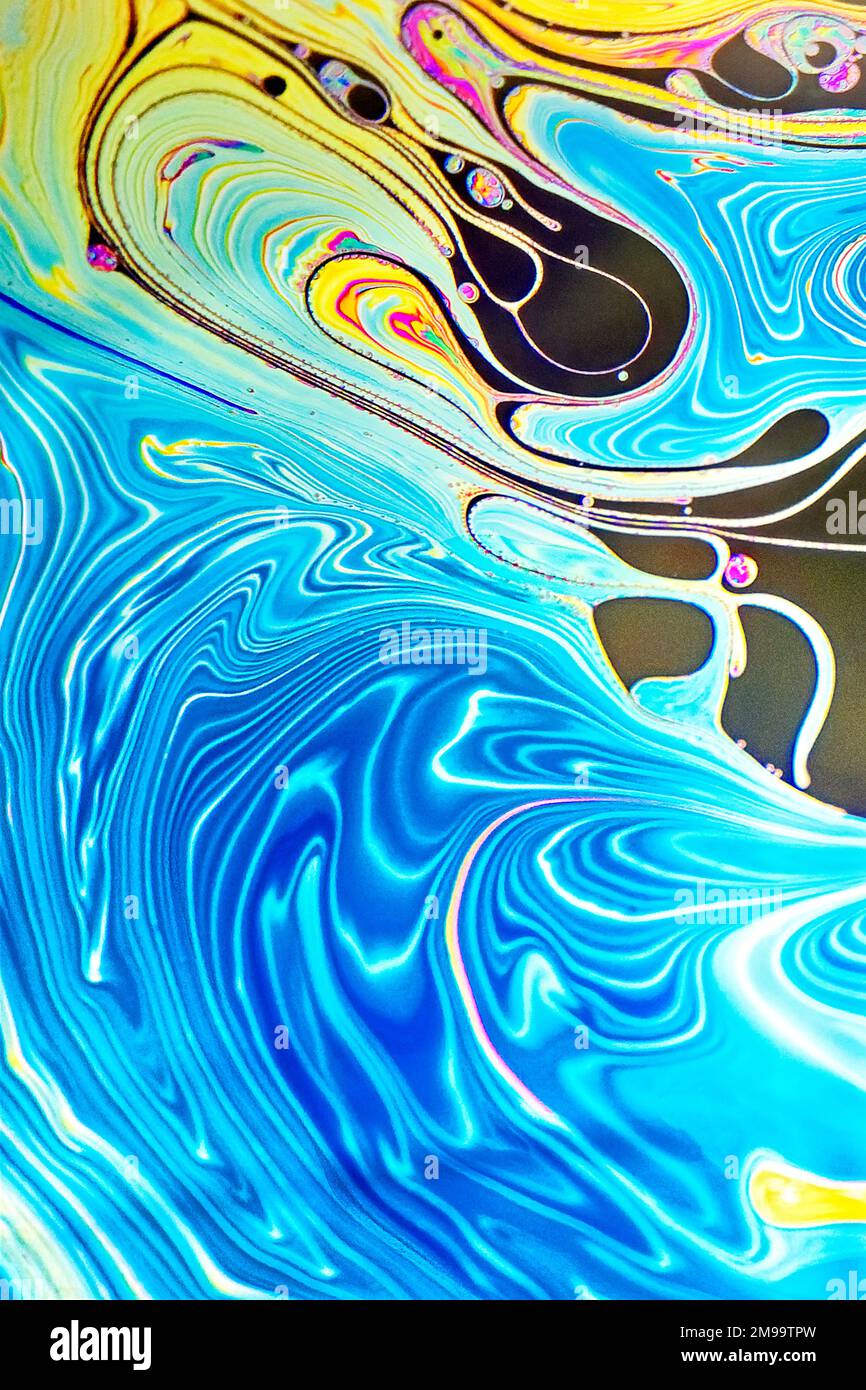 Amazing inflorescent colors are created by the light on a soap bubble